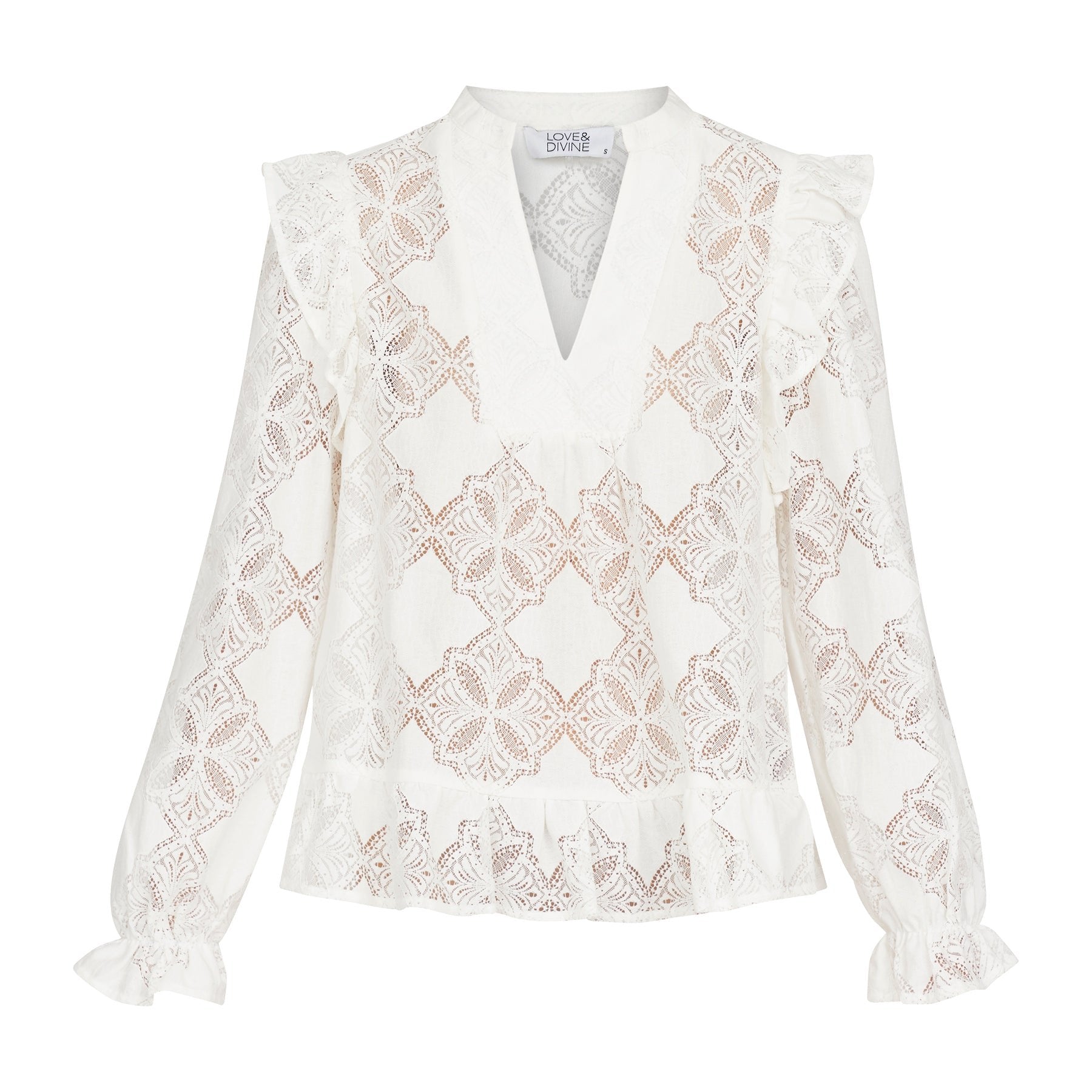 Love1123 – hvid bluse med v-udskæring | Love & Divine