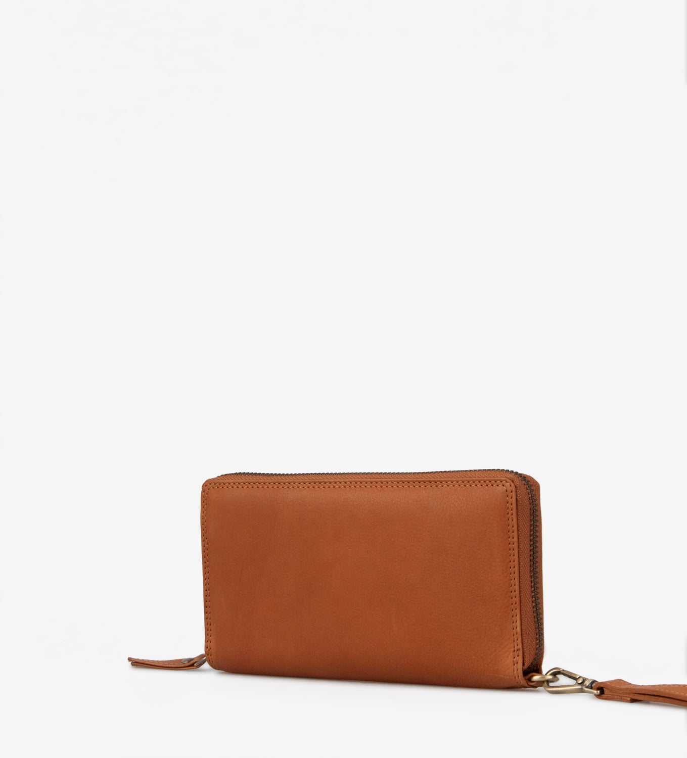 Treats Raja Pung i Cognac – Klassisk Læderpung med Lynlås og Rem