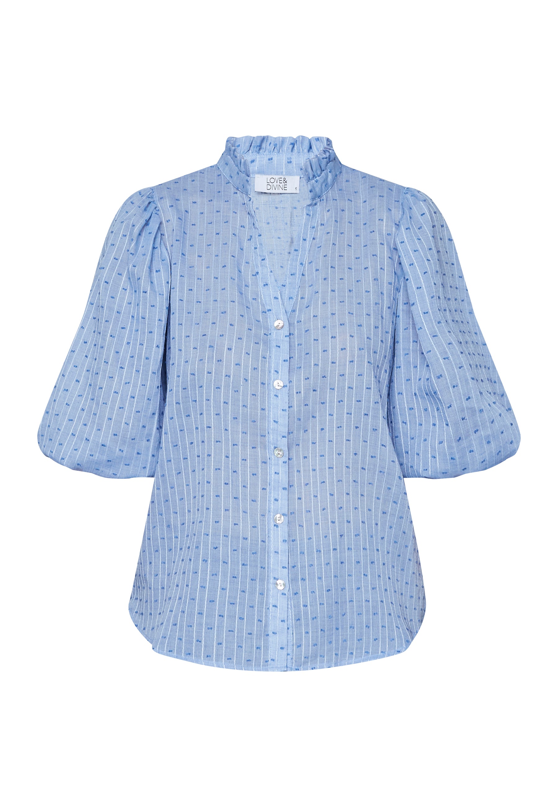 Love&divine Love456-7 Skjorte – Lyseblå med Dots