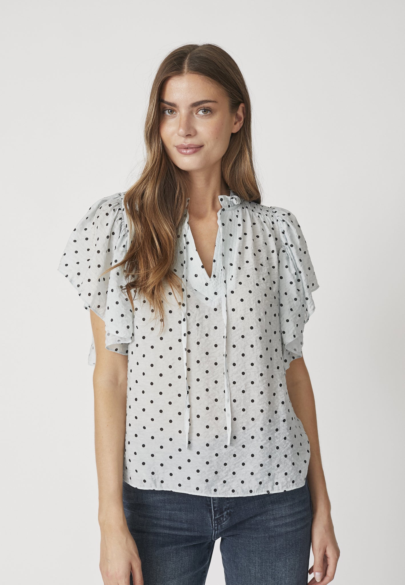 Co' Couture - DionneCC Dot SS Frill Top