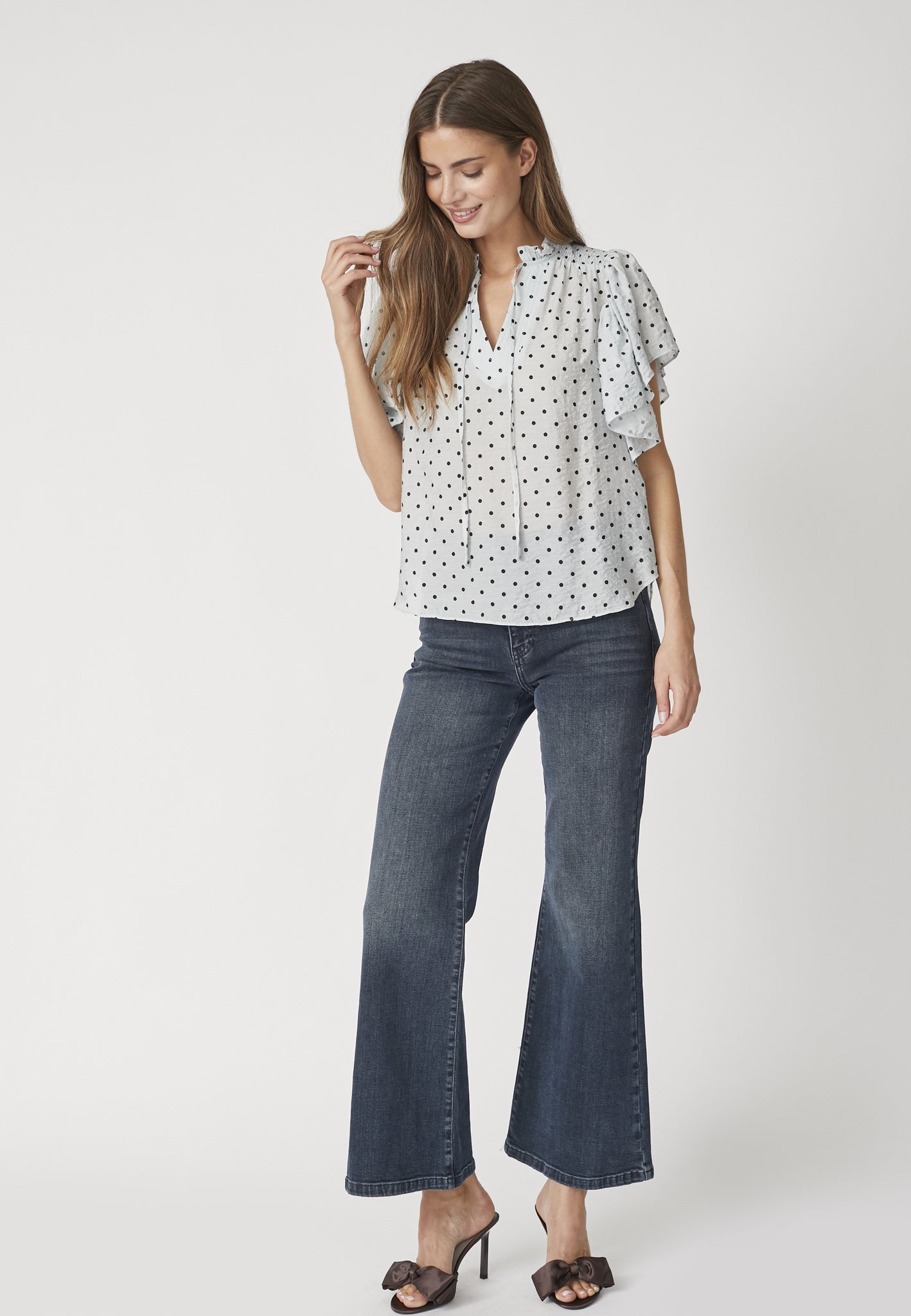 Co' Couture - DionneCC Dot SS Frill Top