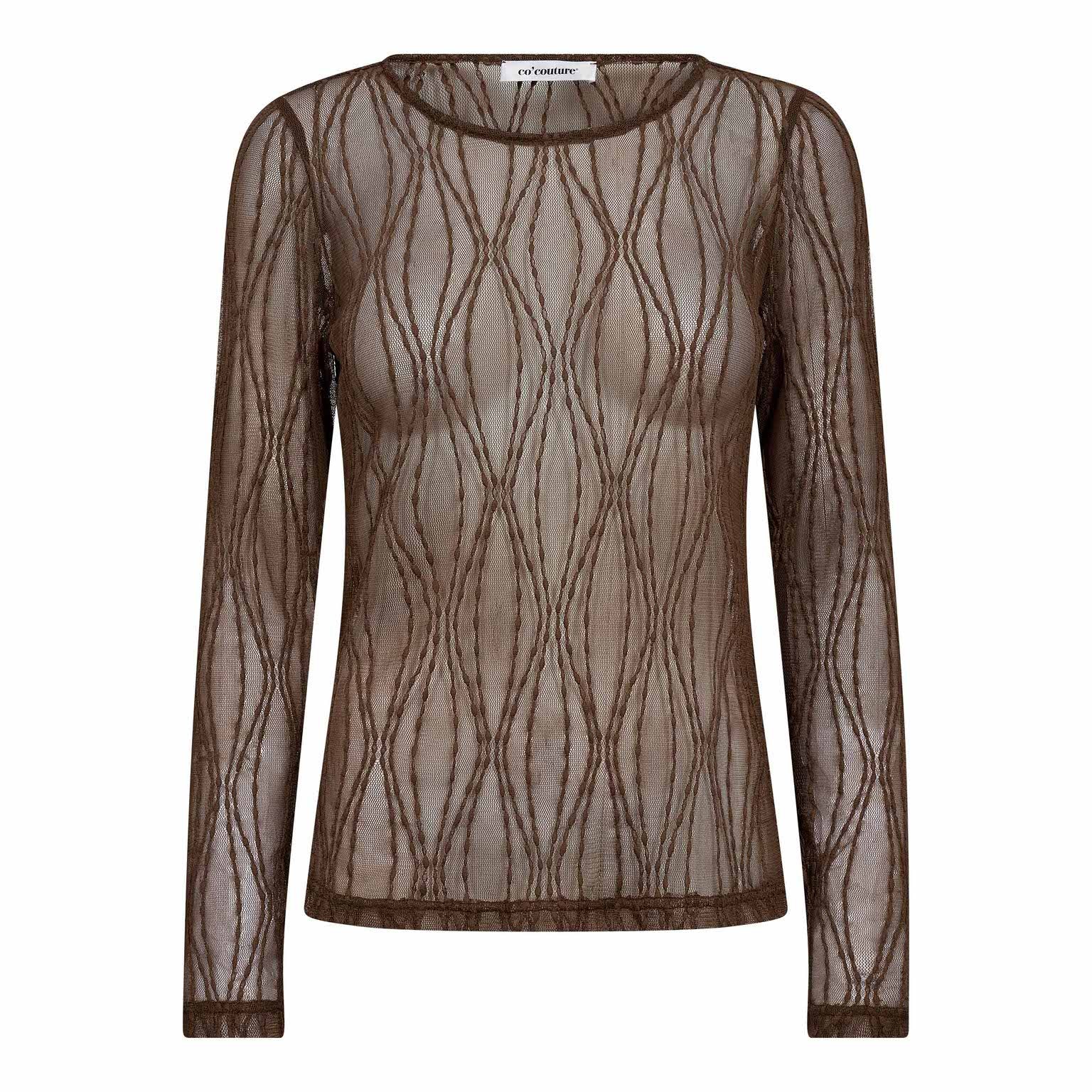 Co' Couture - MarcyCC Mesh Bluse i mocca