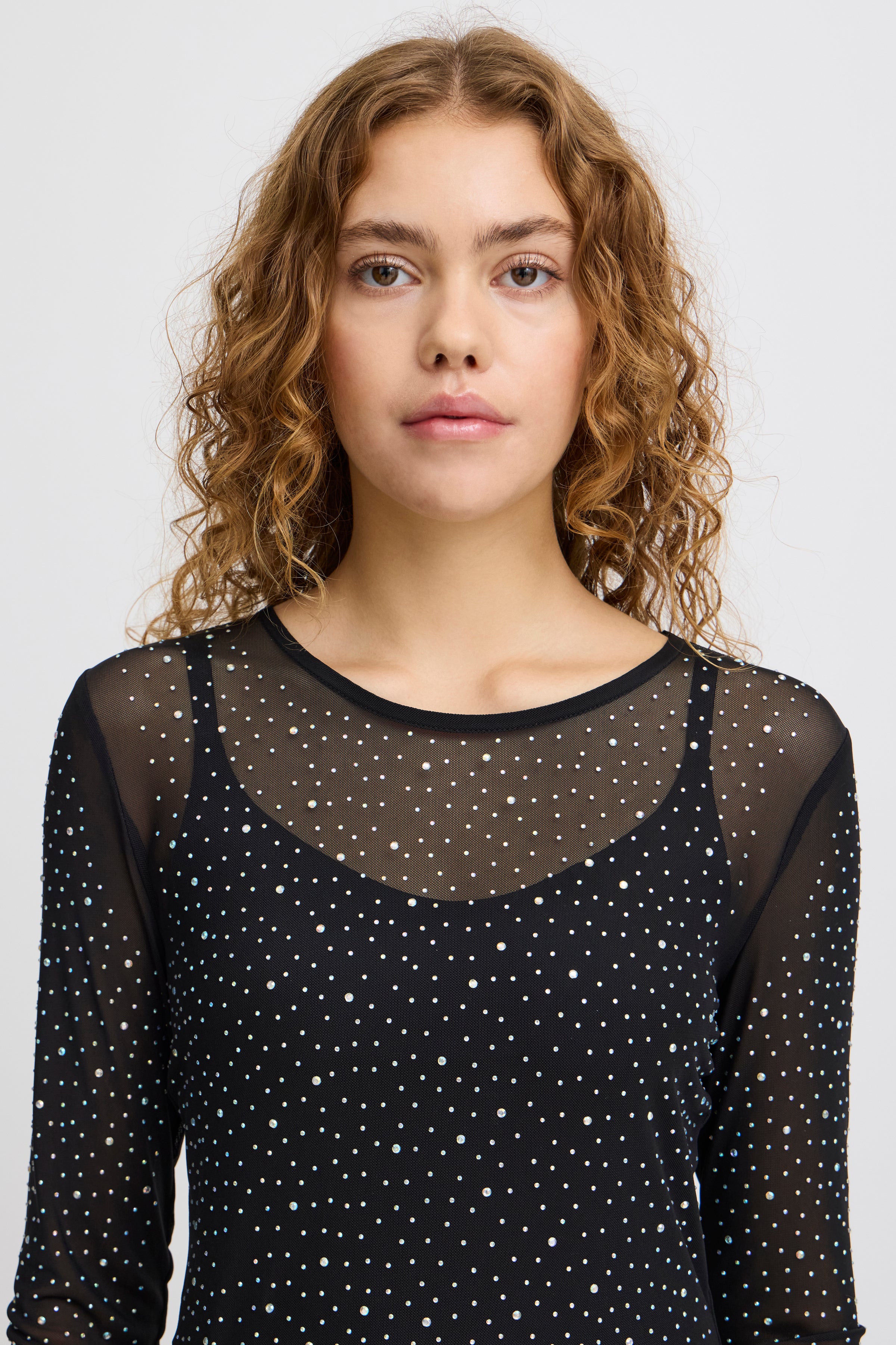 Ichi IHOvolia Mesh bluse med sten