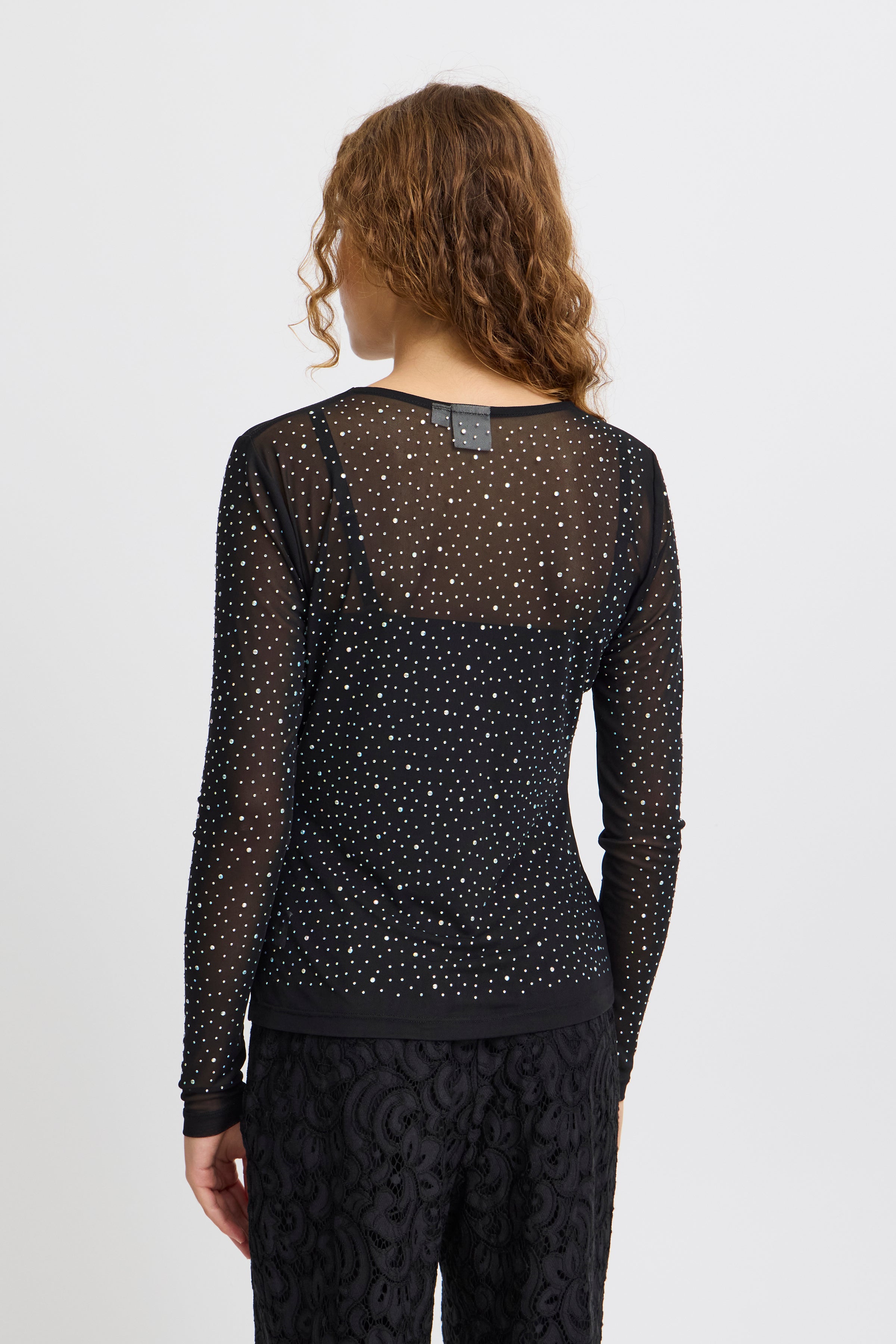 Ichi IHOvolia Mesh bluse med sten