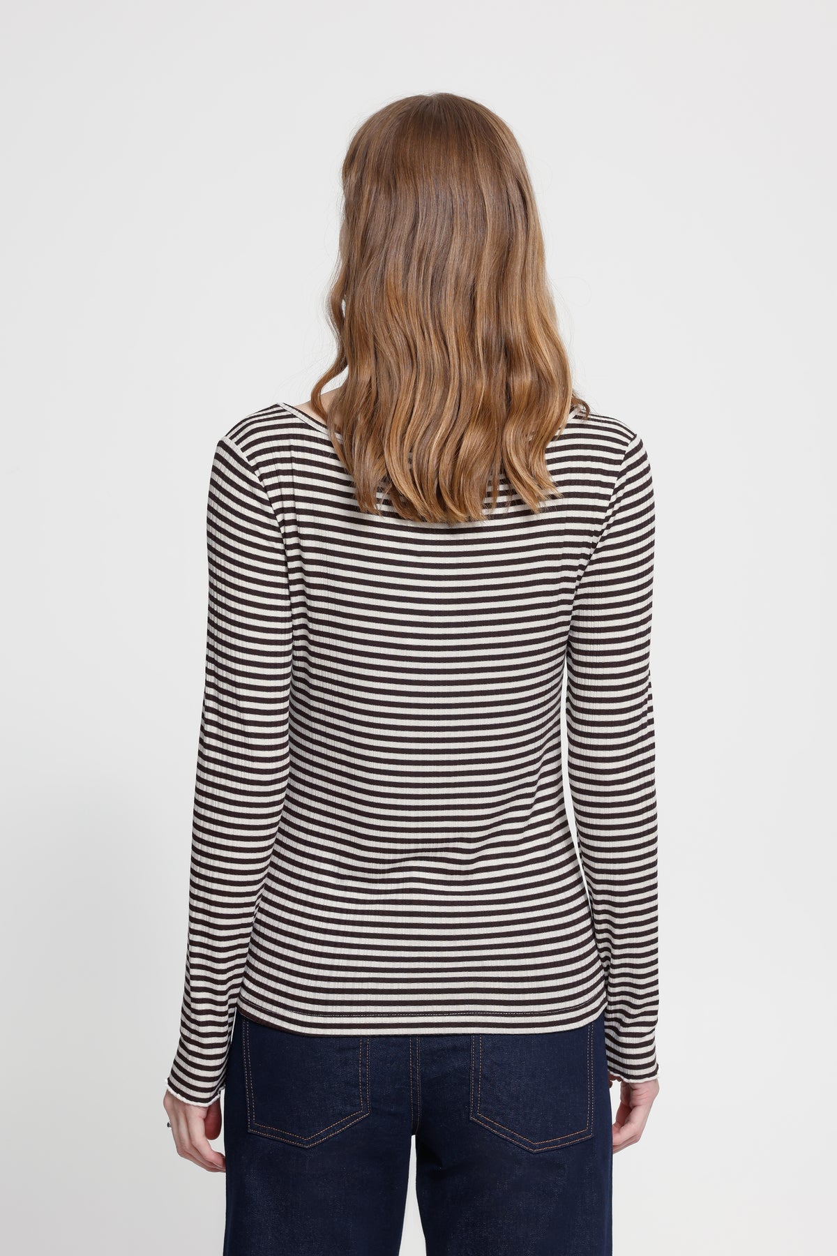Ichi - IHCella Bluse, mørkebrun strib