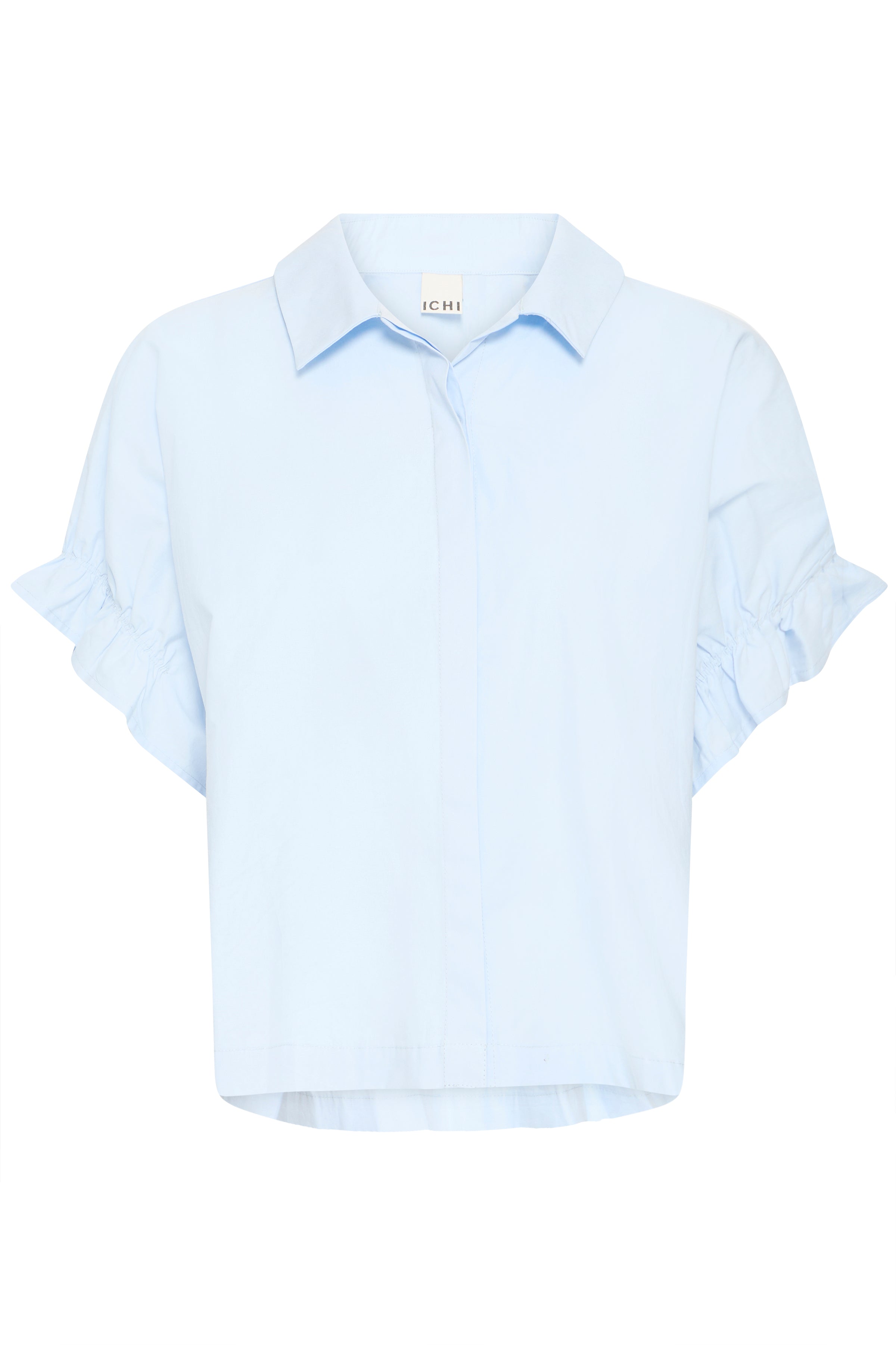 IHSami Shirt i lyseblå – Let skjorte med feminine flæser
