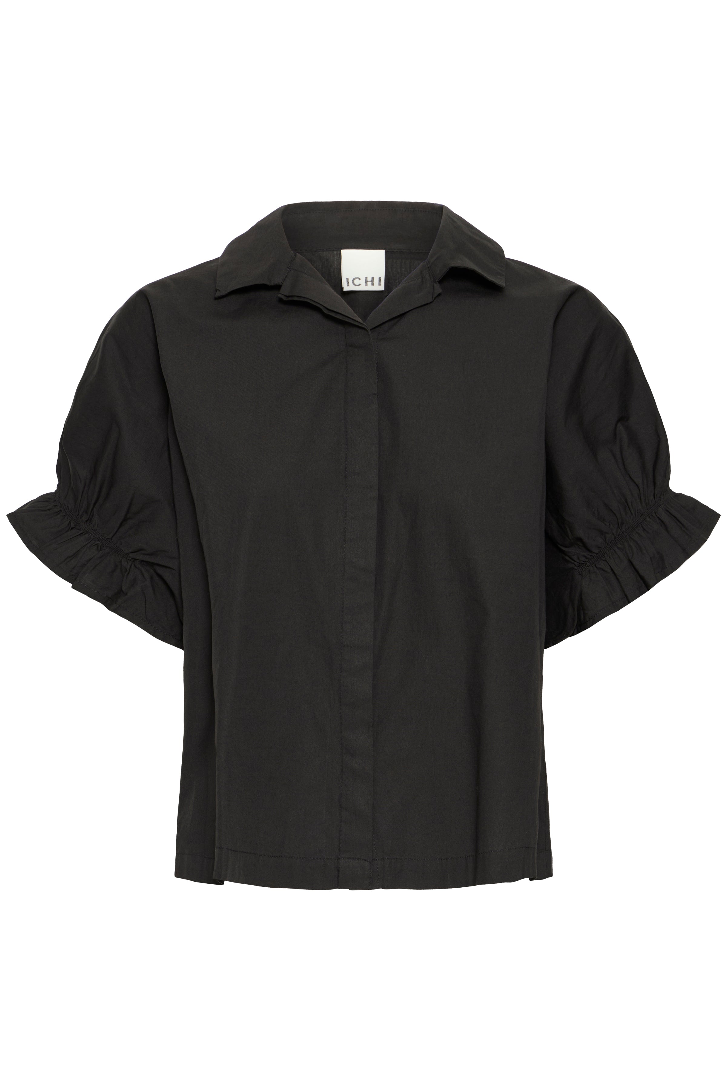 IHSami Shirt i sort – Let skjorte med feminine flæser