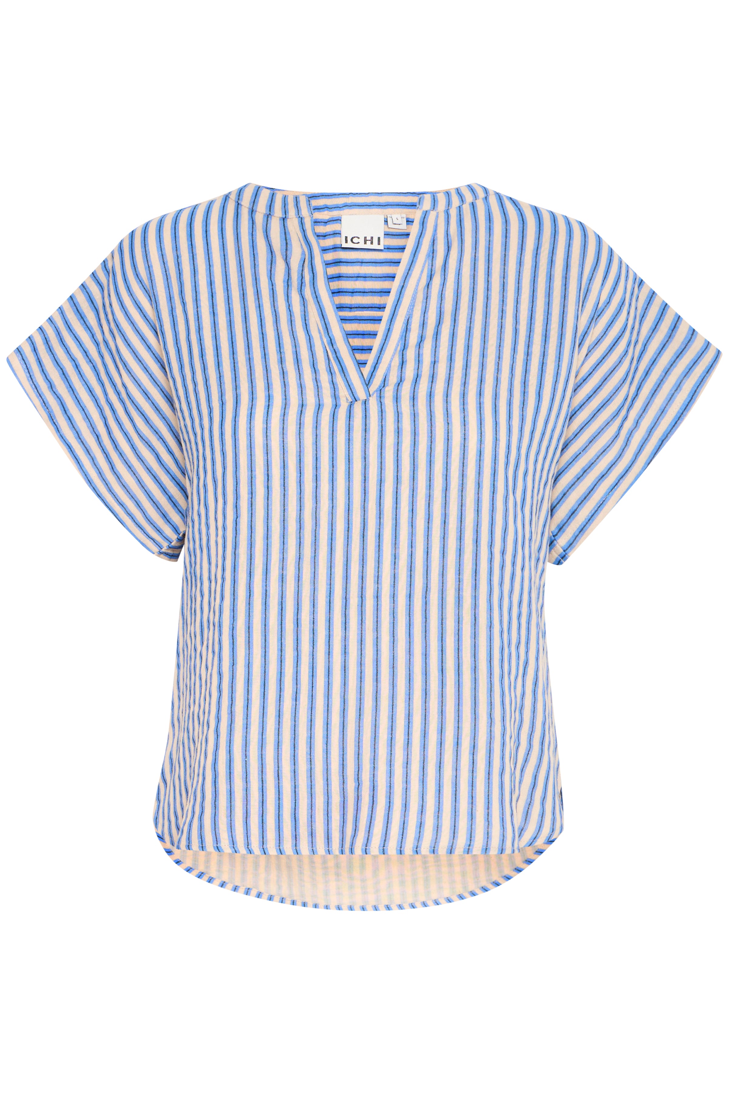 IAFoxa SS shirt – stribet bomuldsbluse med blå striber