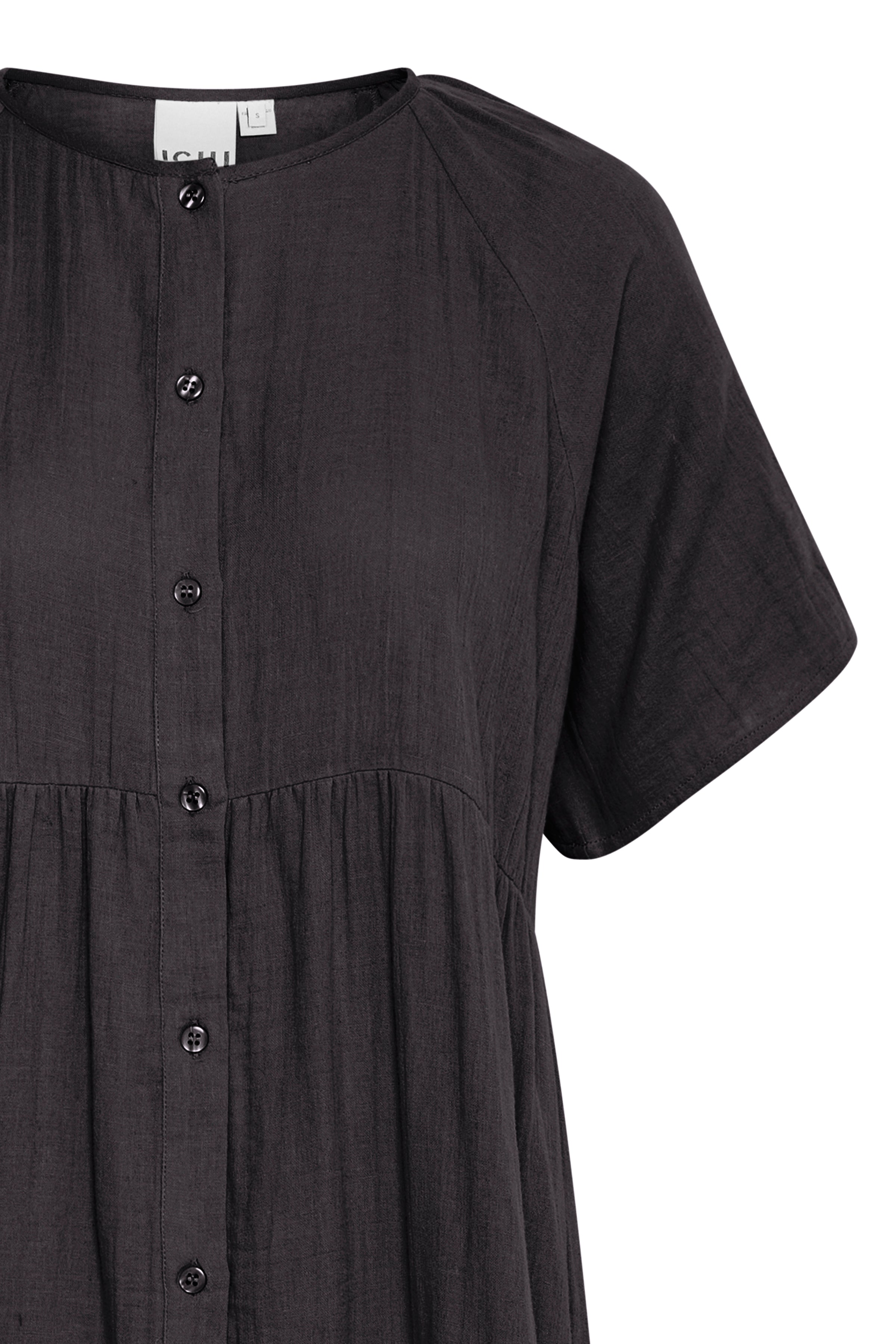 IAFoxa midi dress – sort bomuldsskjortekjole med knapper fra ICHI