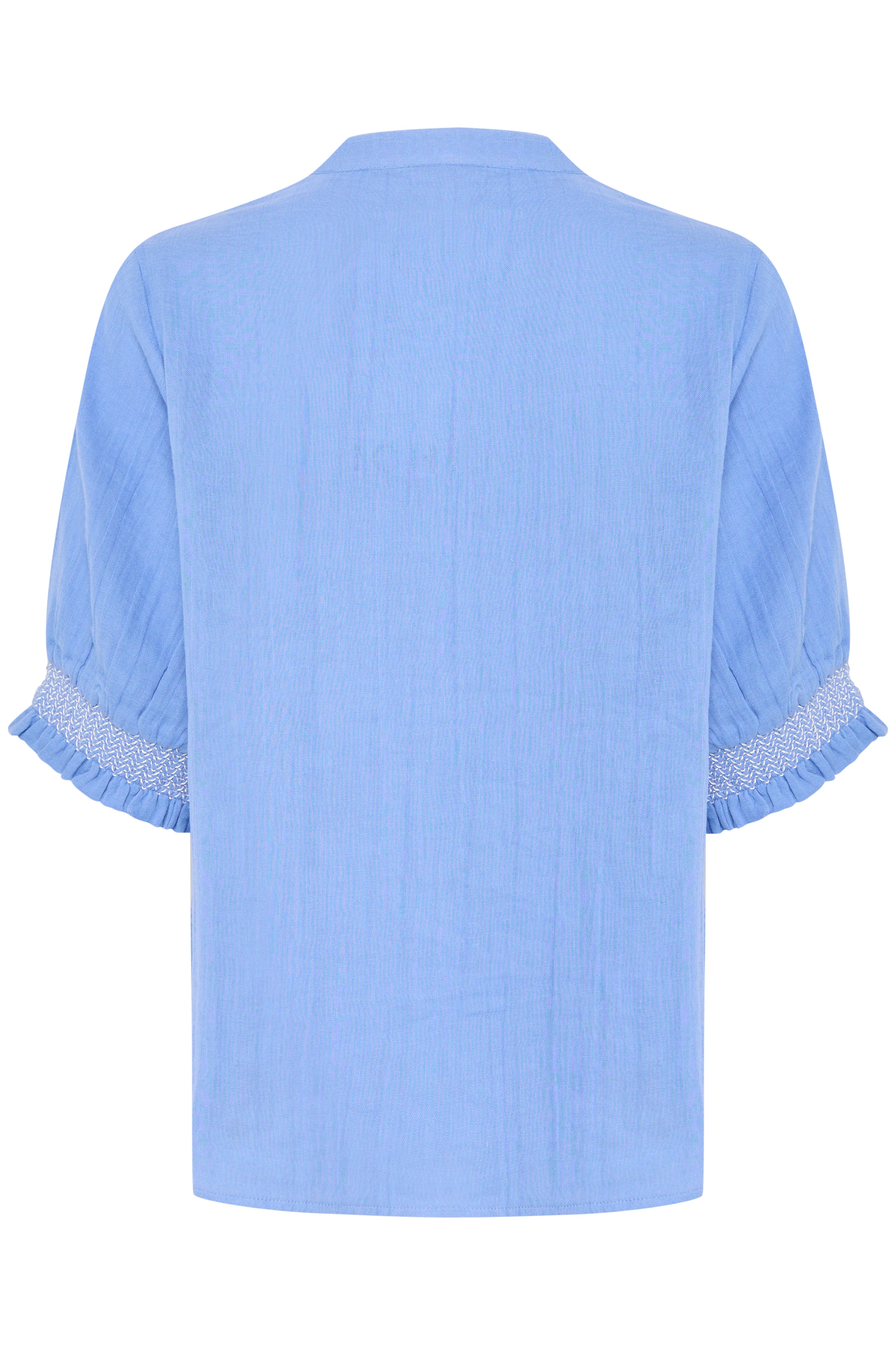 IAFoxa SS shirt – lyseblå skjortebluse med smockærmer fra ICHI