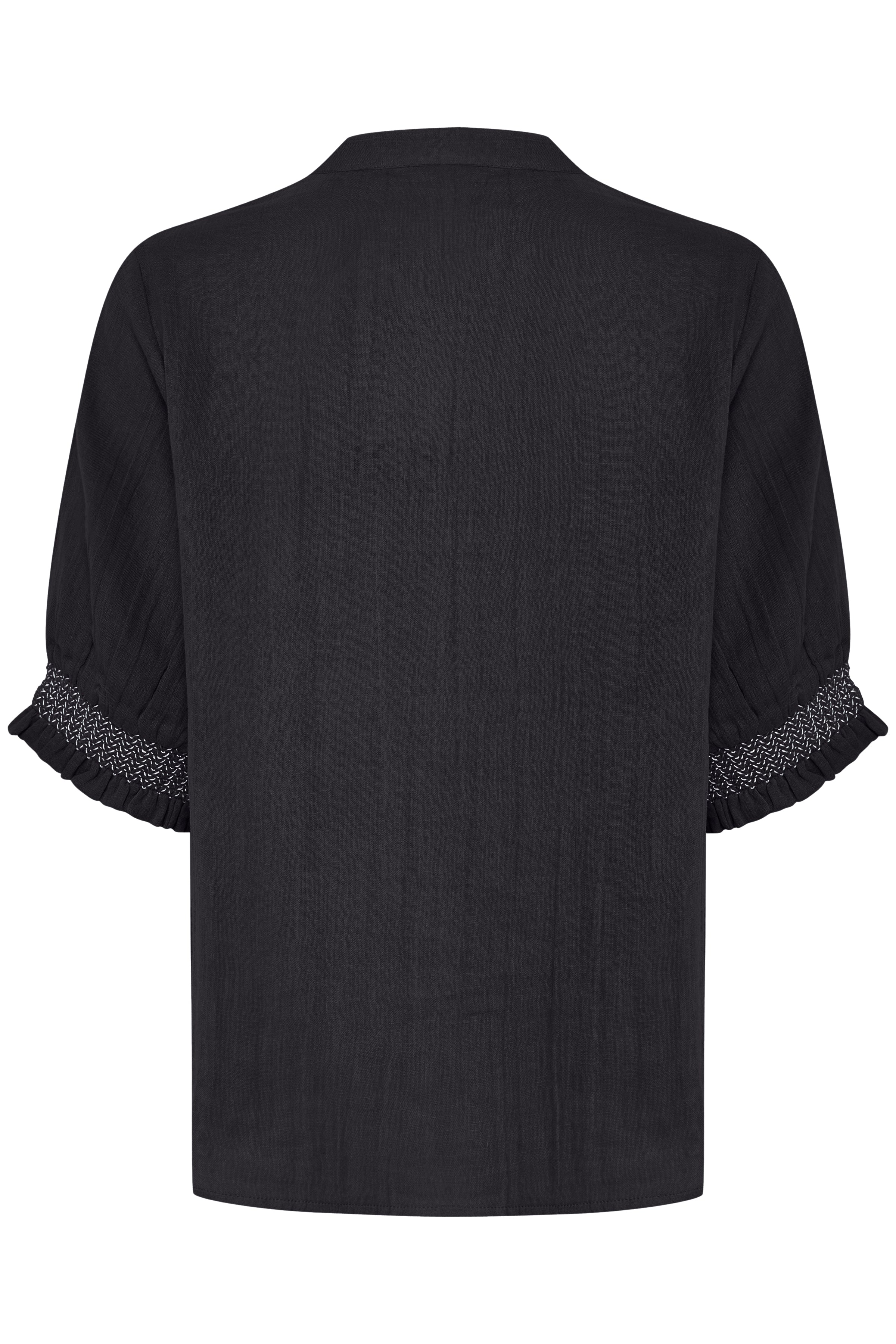 IAFoxa SH2 – sort skjortebluse med smock og struktur fra ICHI