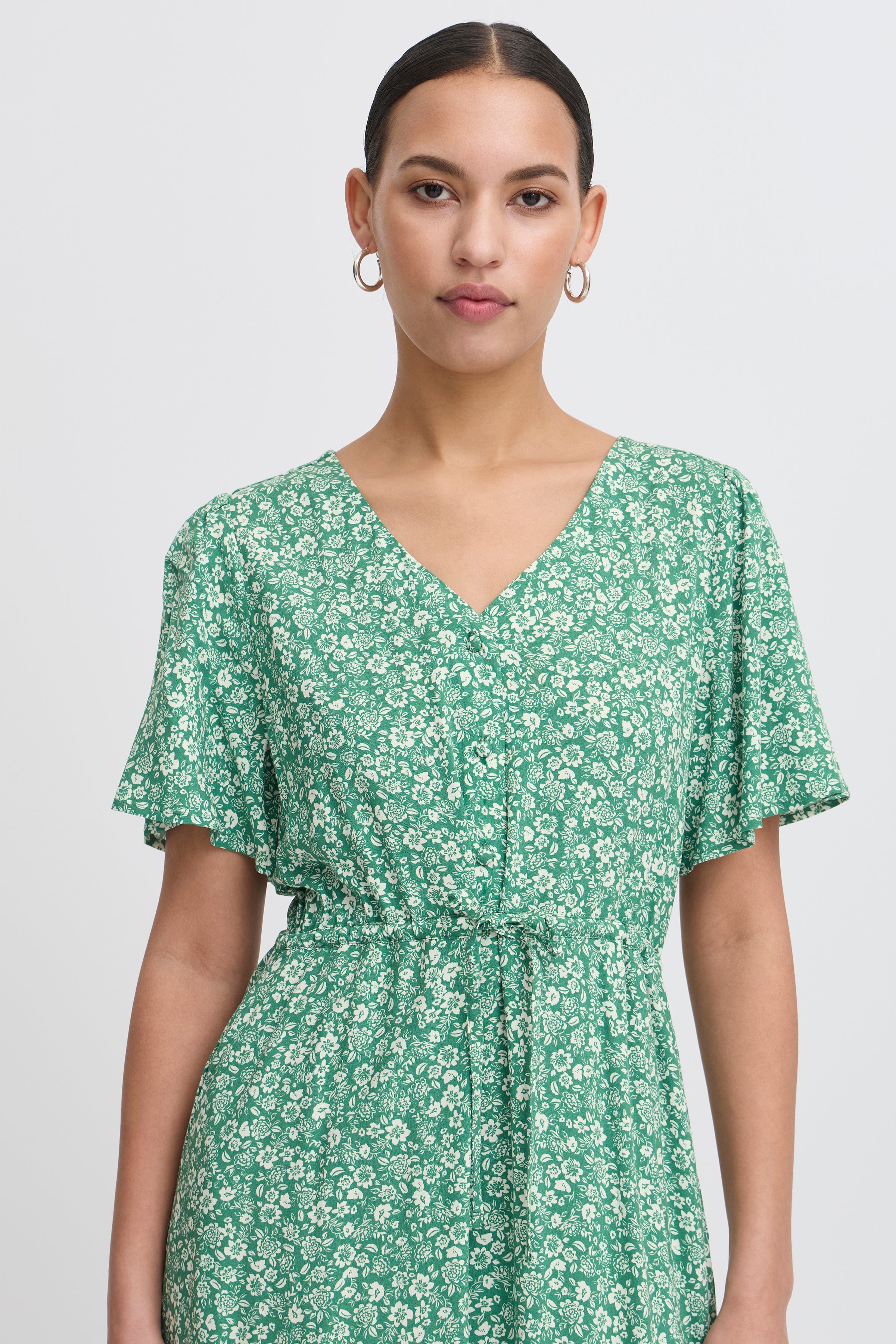 IHVera Kjole – Grøn Blomstret Sommerkjole