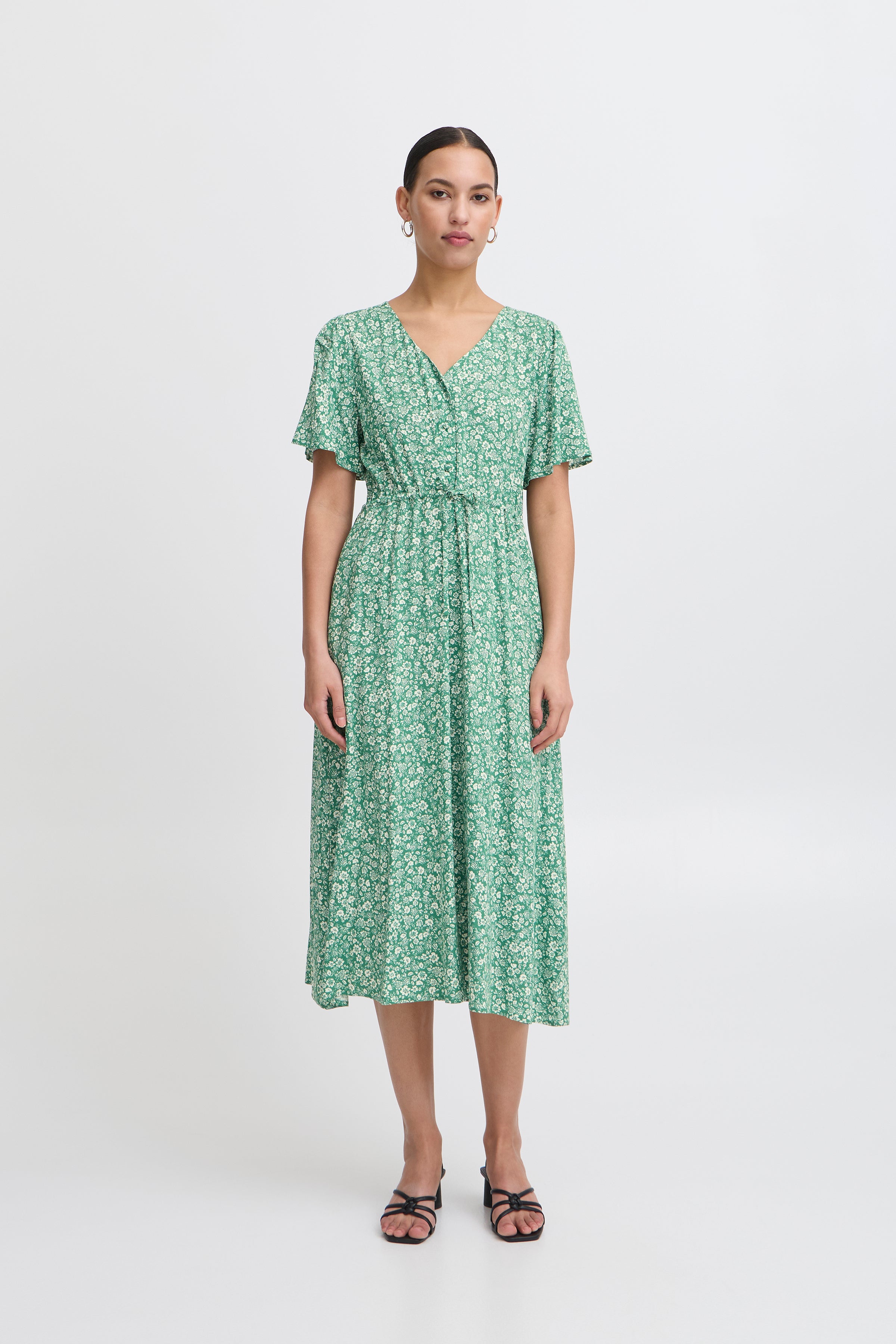 IHVera Kjole – Grøn Blomstret Sommerkjole