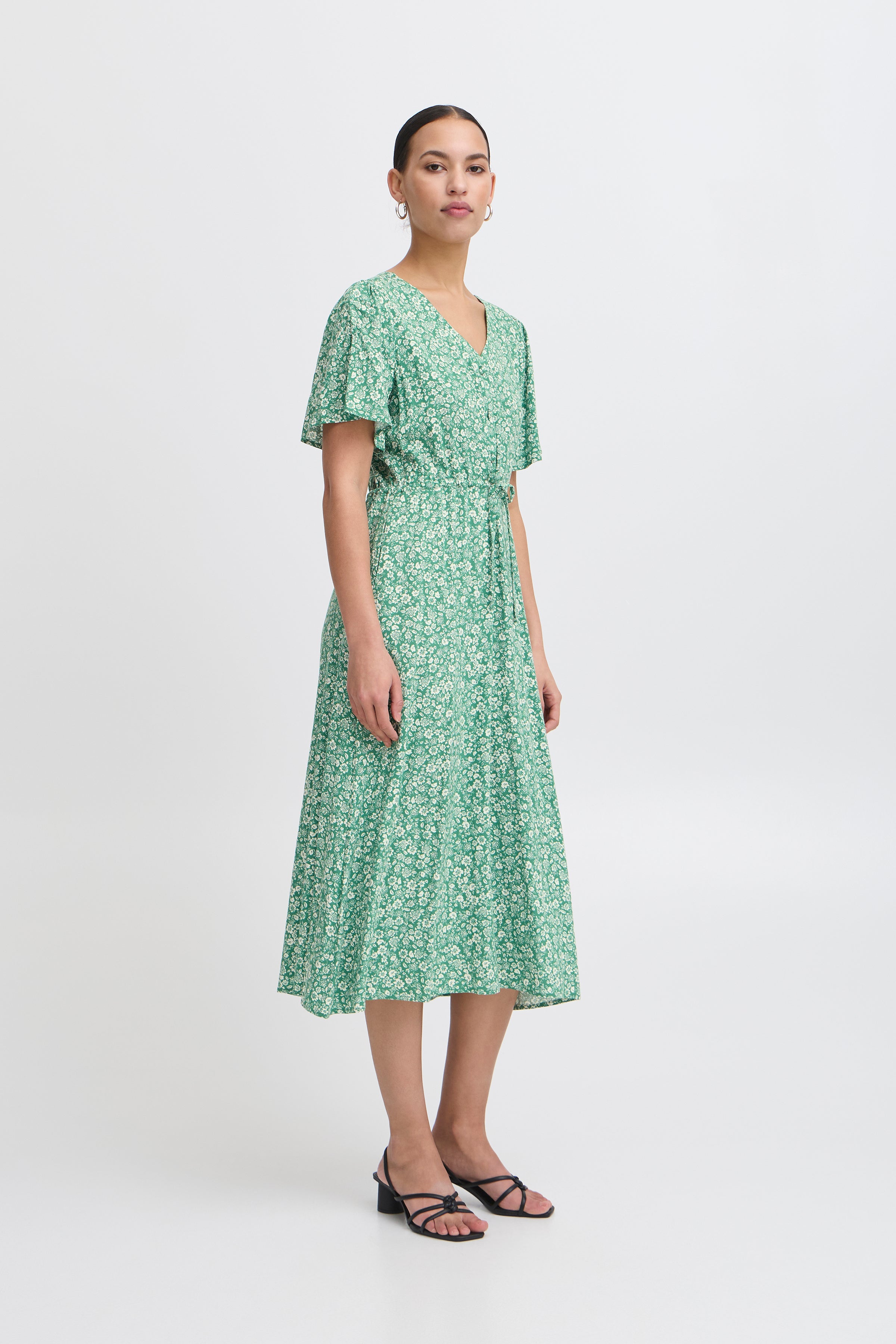IHVera Kjole – Grøn Blomstret Sommerkjole