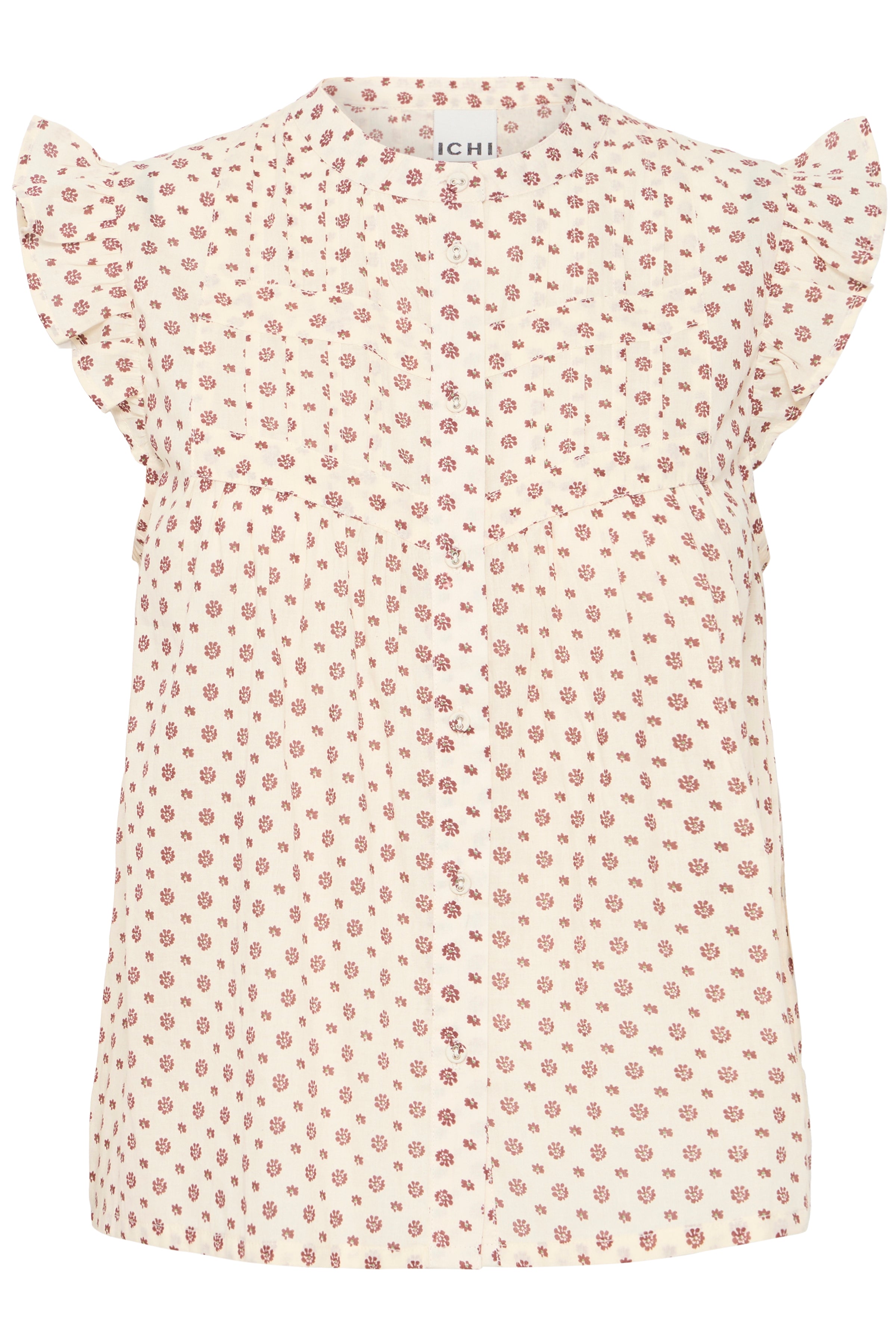 ICHI IHUrsula Blouse – Blomstret bluse med Flæser