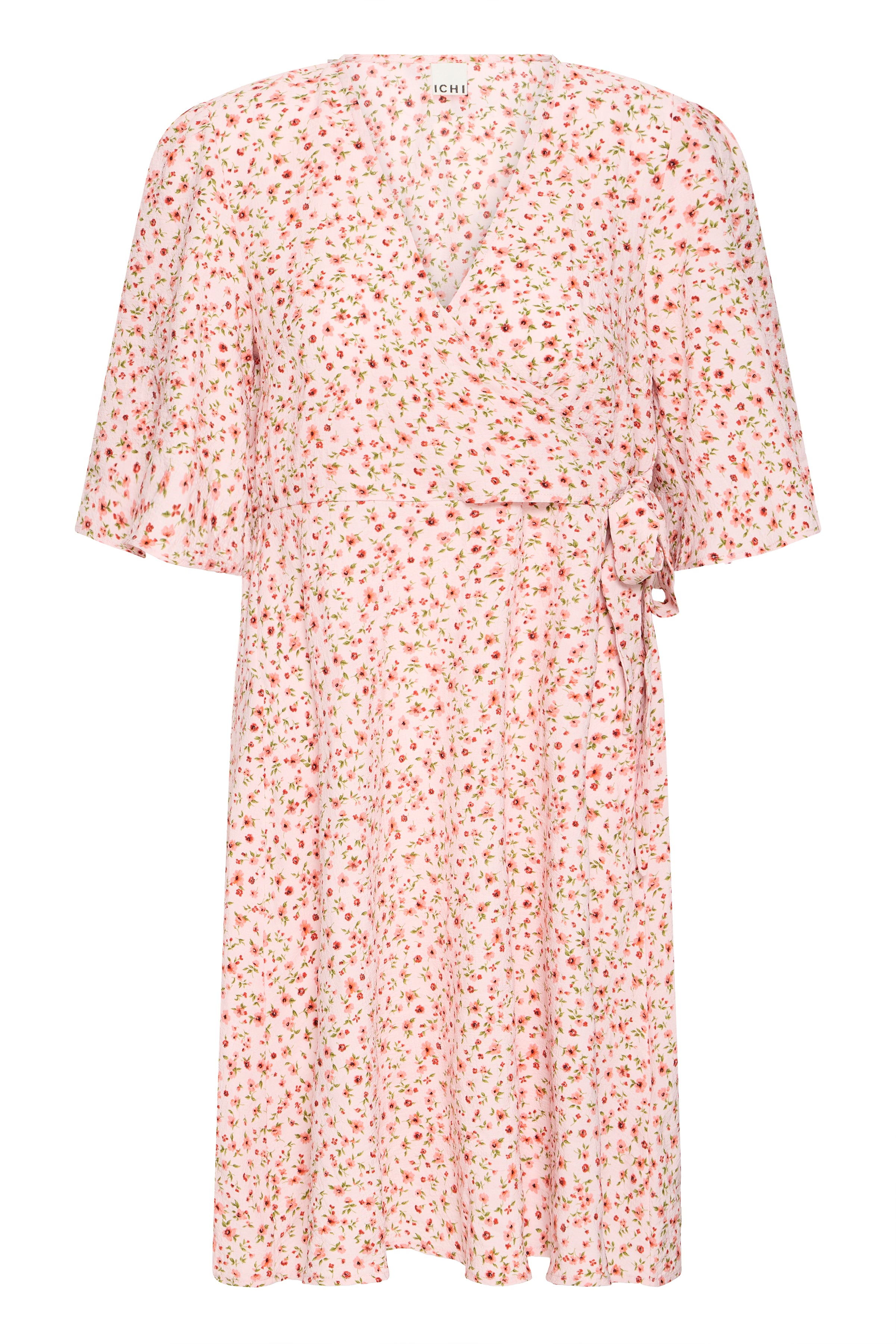IHXkala dress – blomstrede slå-om kjole i rosa fra ICHI