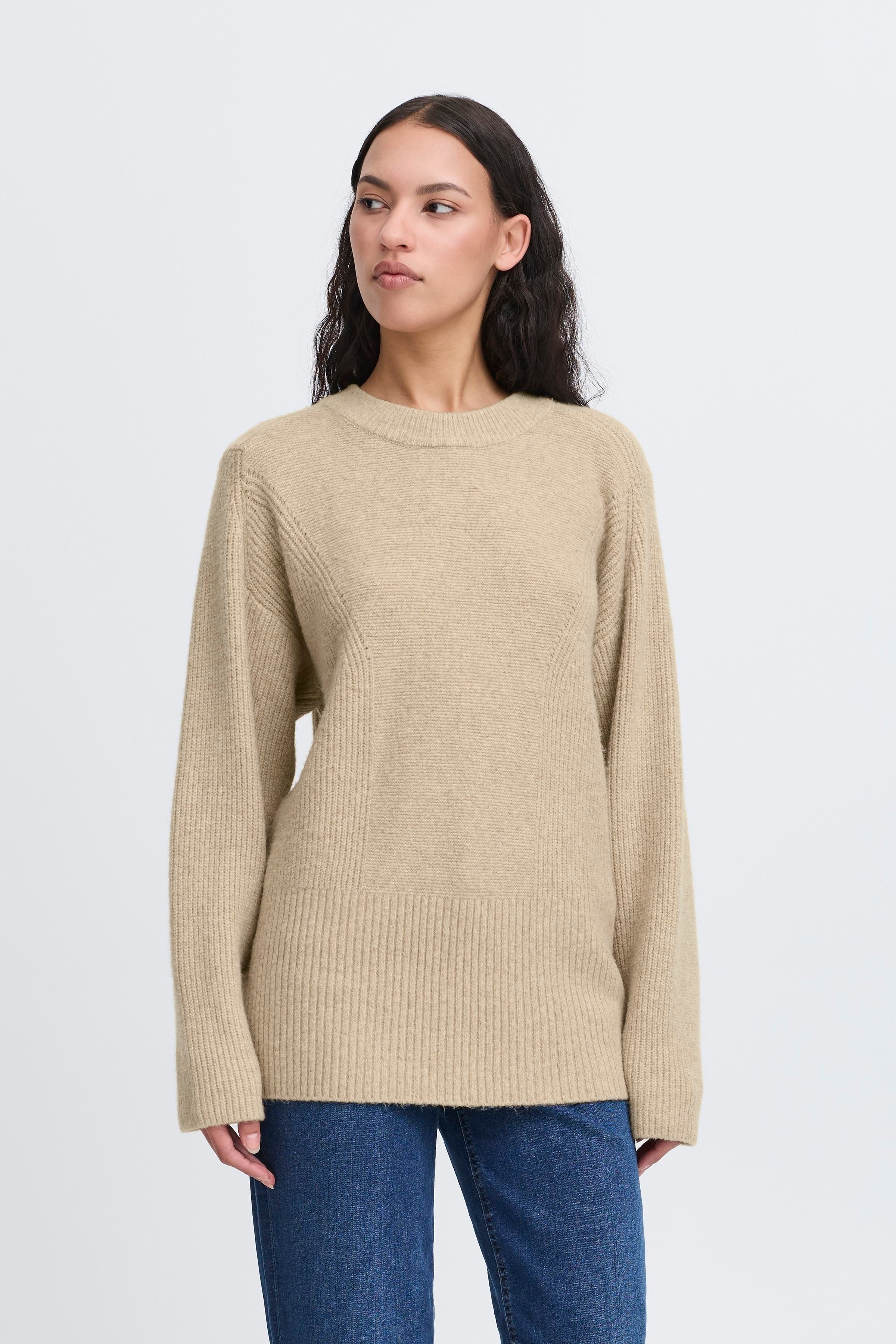 Ichi - IHDucie Strik i beige