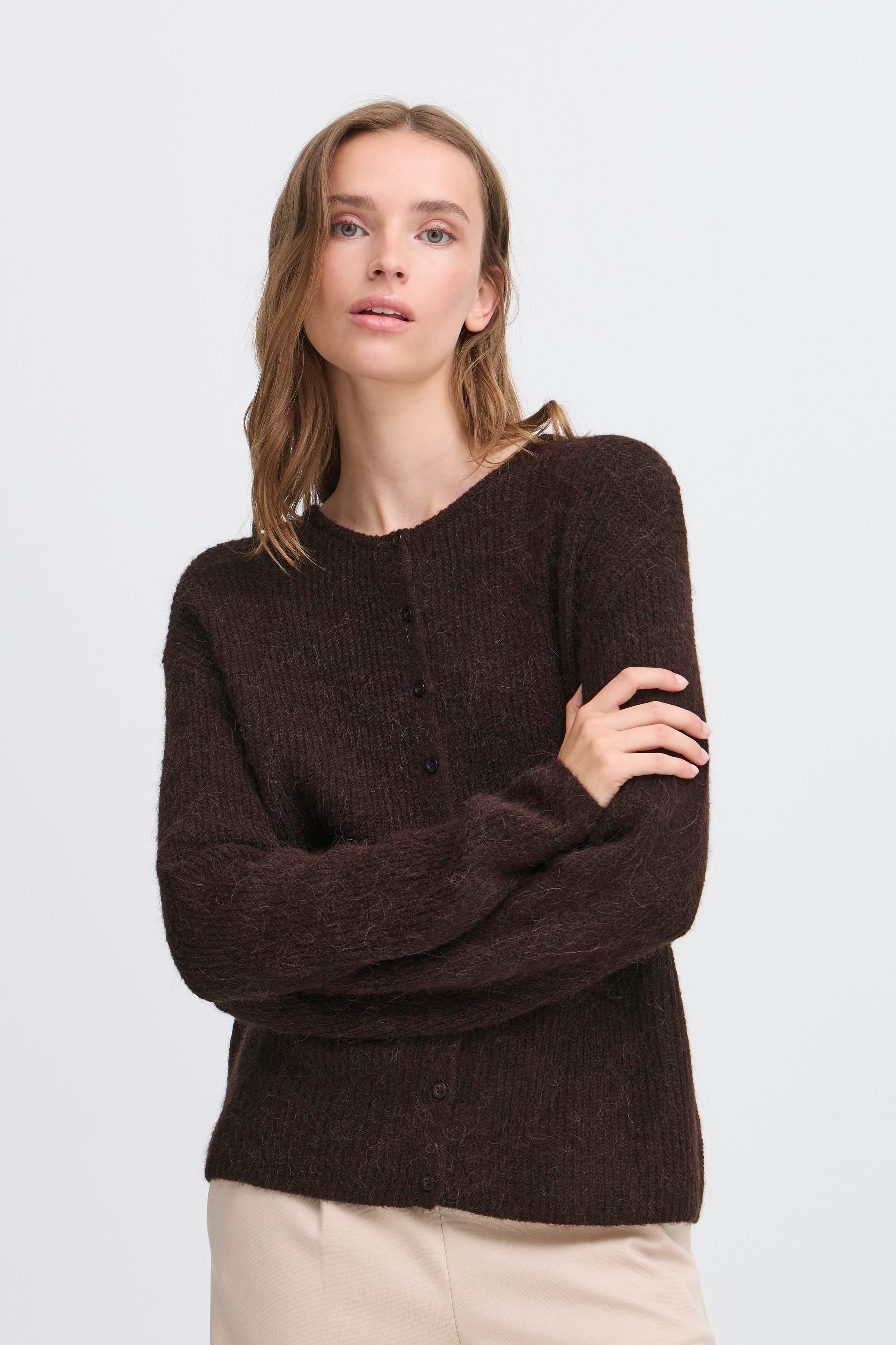 Ichi IHKamara Cardigan i Mørkebrun