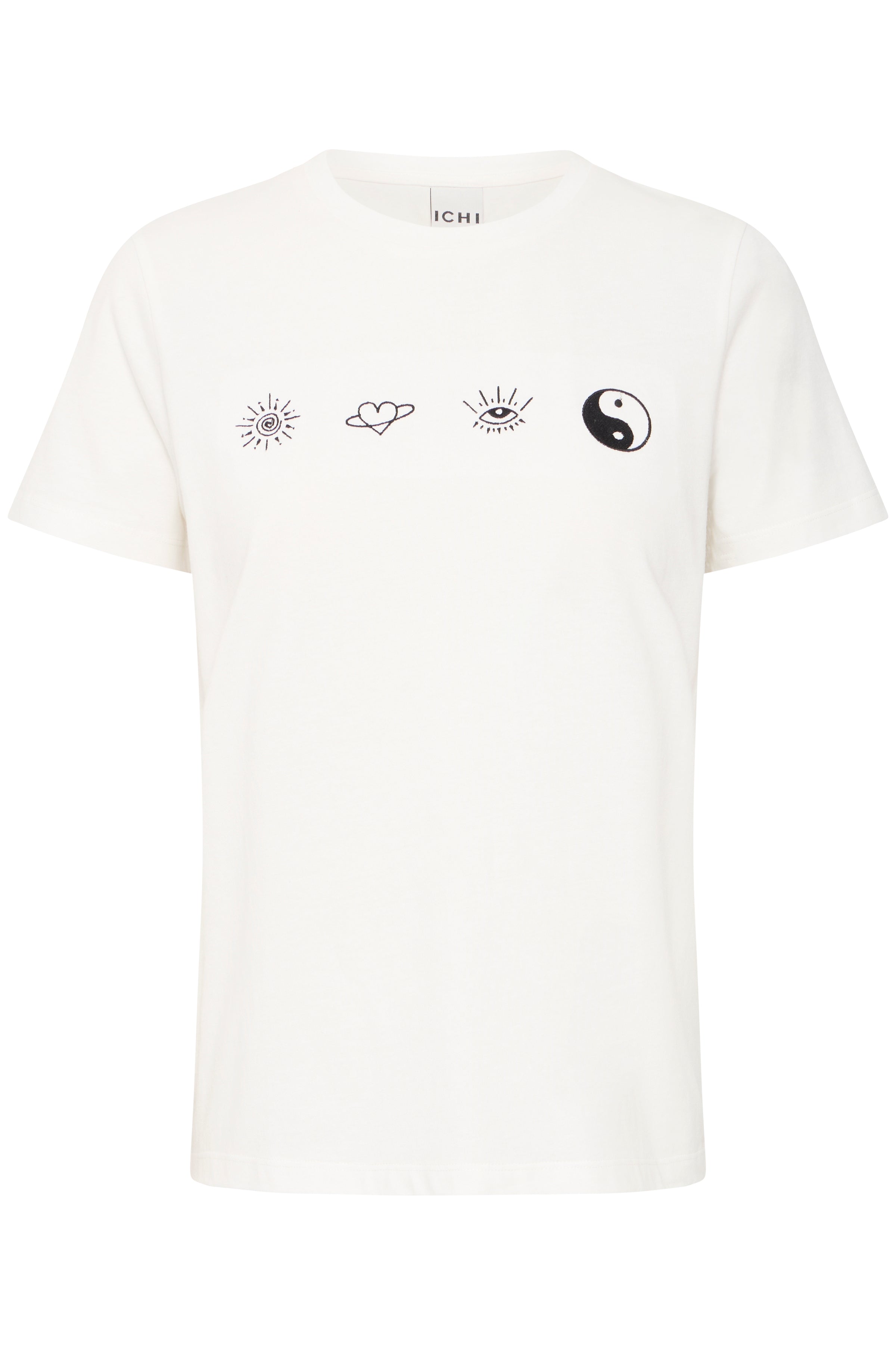 Ichi IHCamino T-shirt - Hvid T-shirt med Symboler