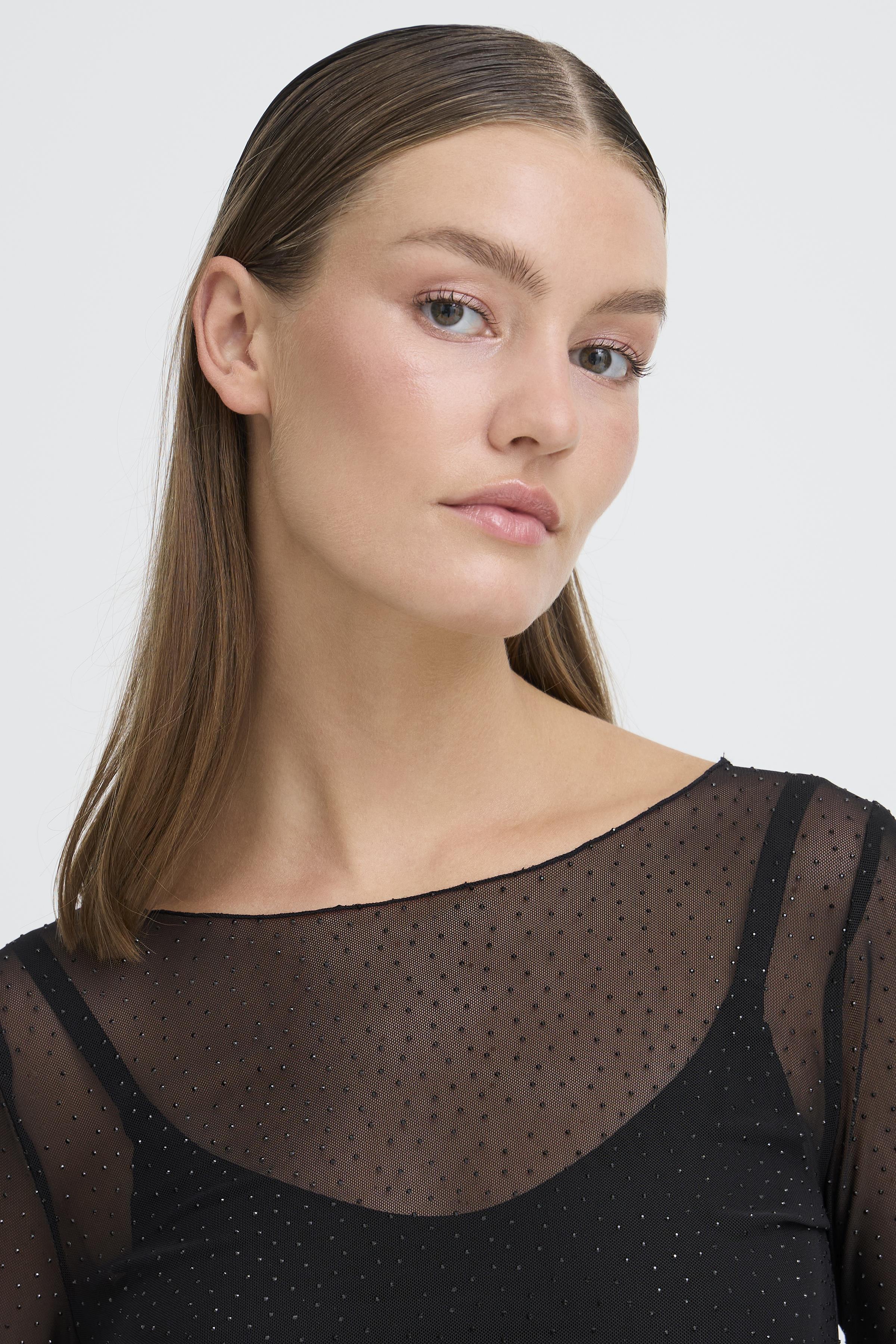 Ichi - IHNoviola Mesh bluse med sten