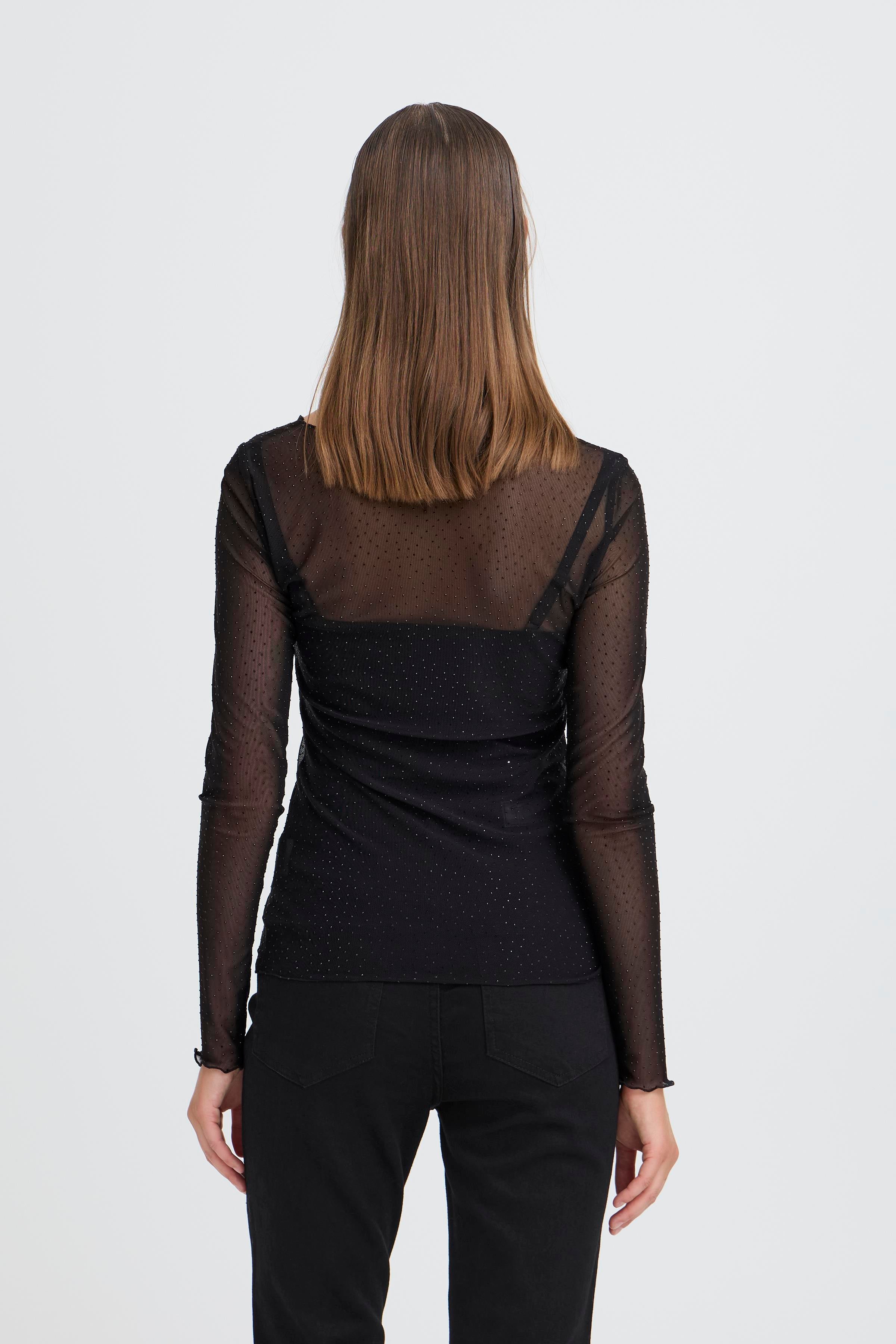 Ichi - IHNoviola Mesh bluse med sten