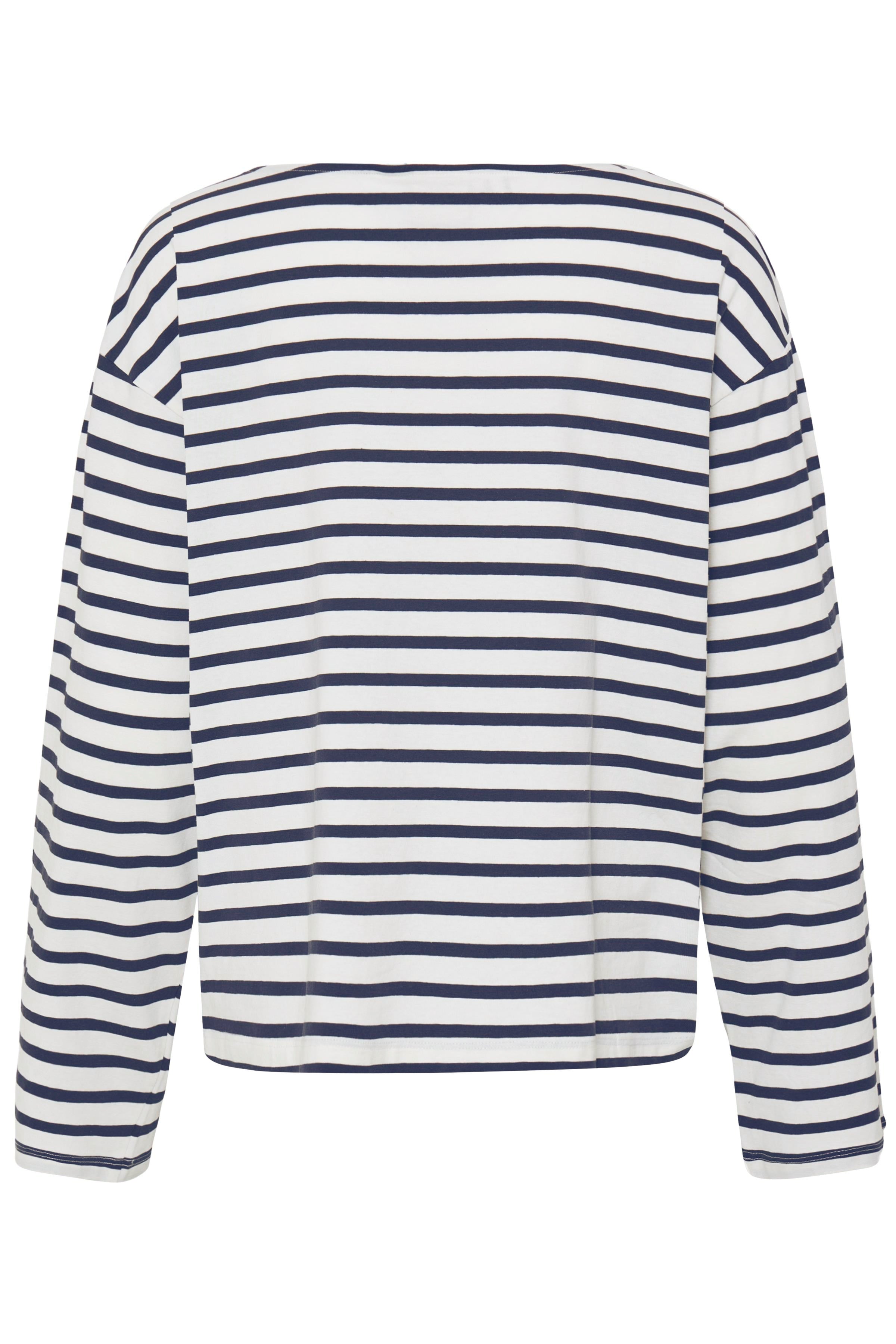 Ichi - Imira Boatneck T-shirt Stribet i Sort & Hvid