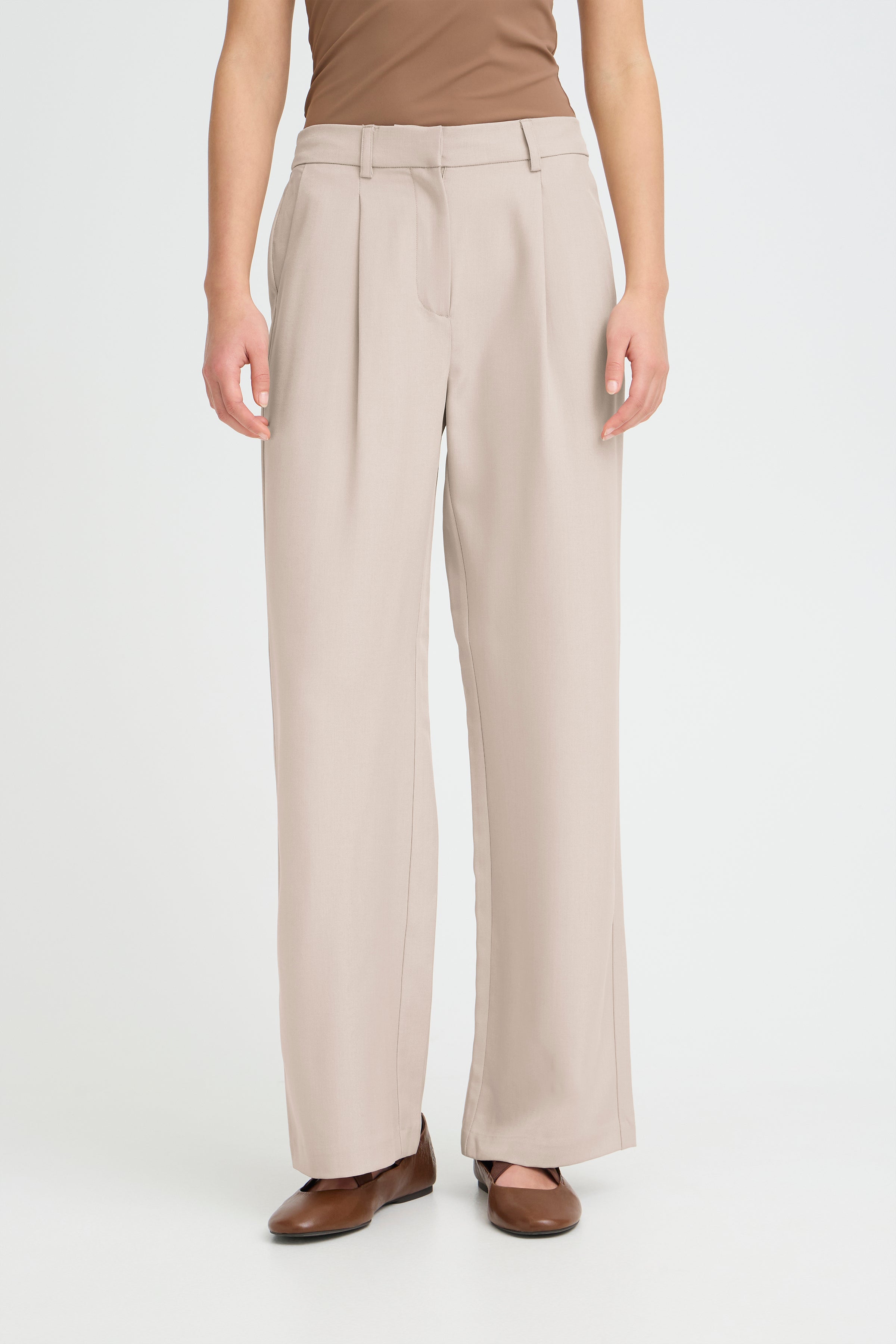 Ichi - IHFava wide pant, beige