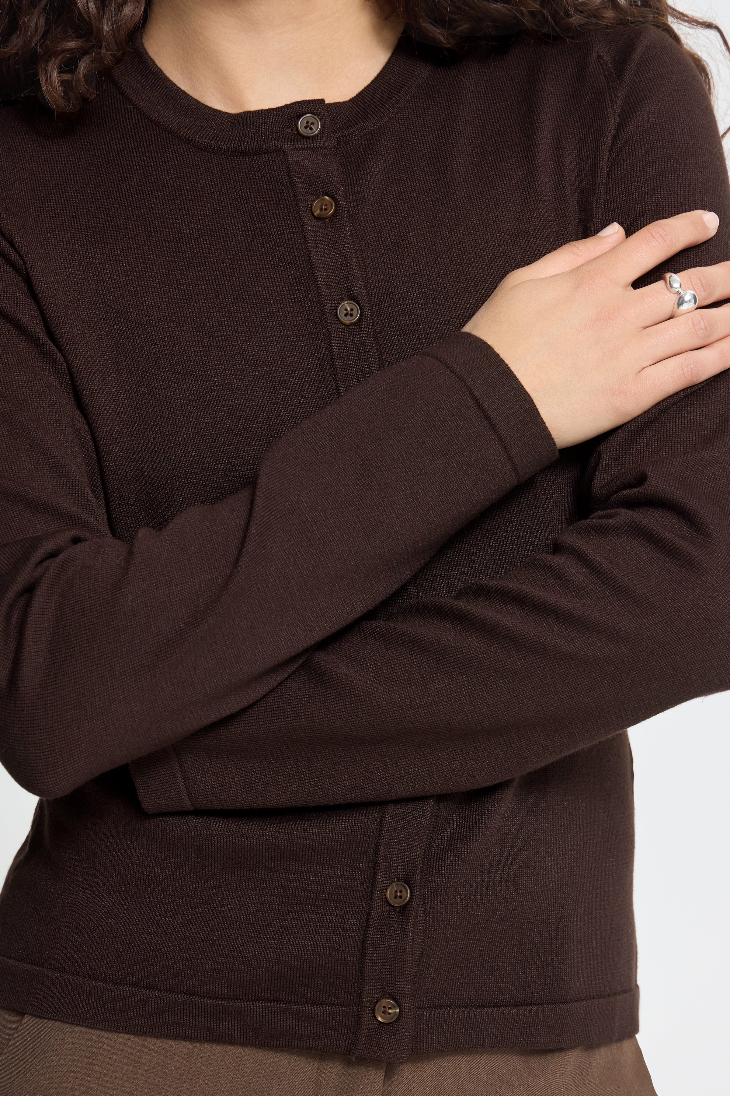 Ichi - Ihluls O-Neck Cardigan Chocolate