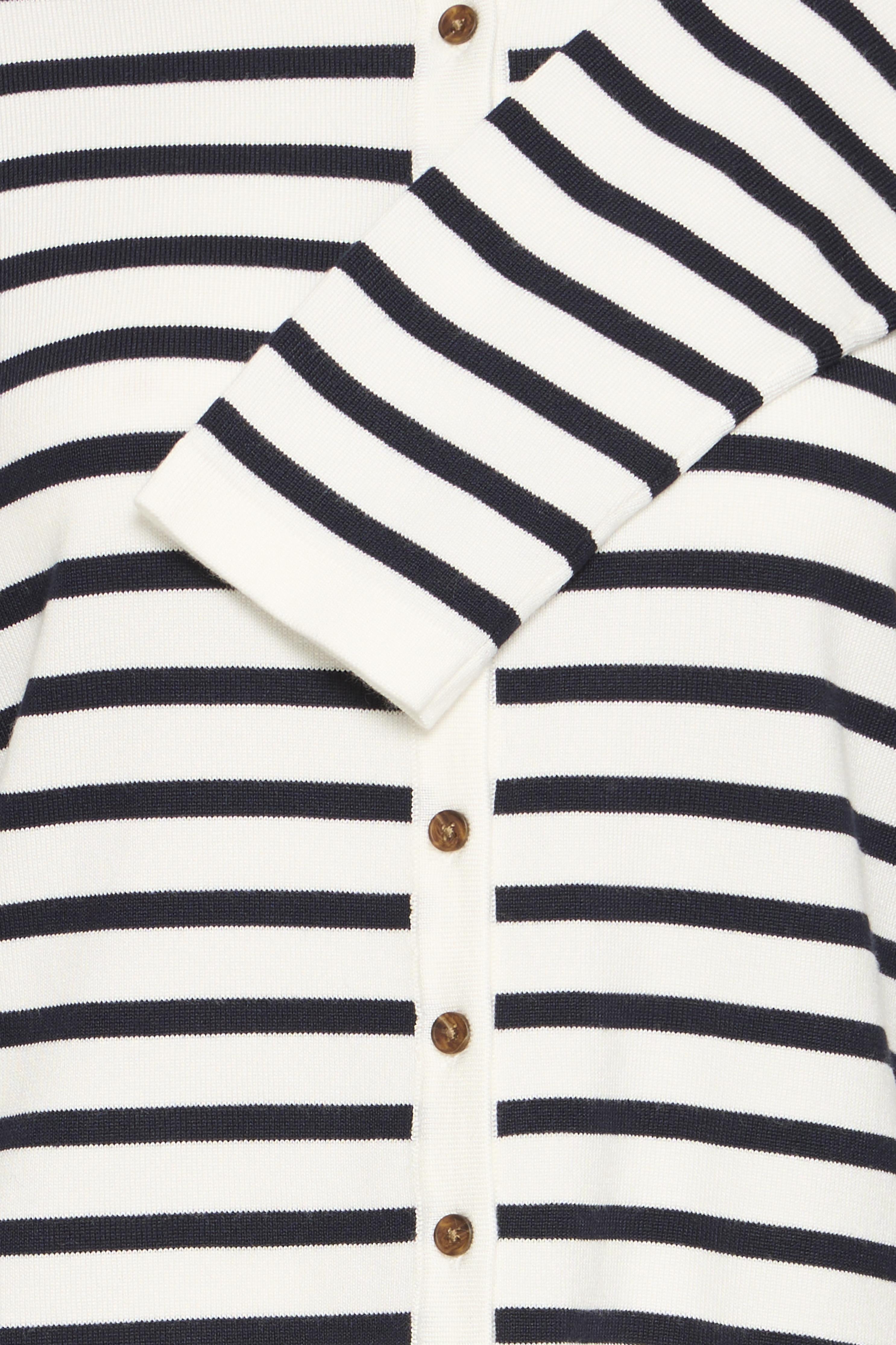 Ichi - IHLuls Cardigan med hvid/navy strib