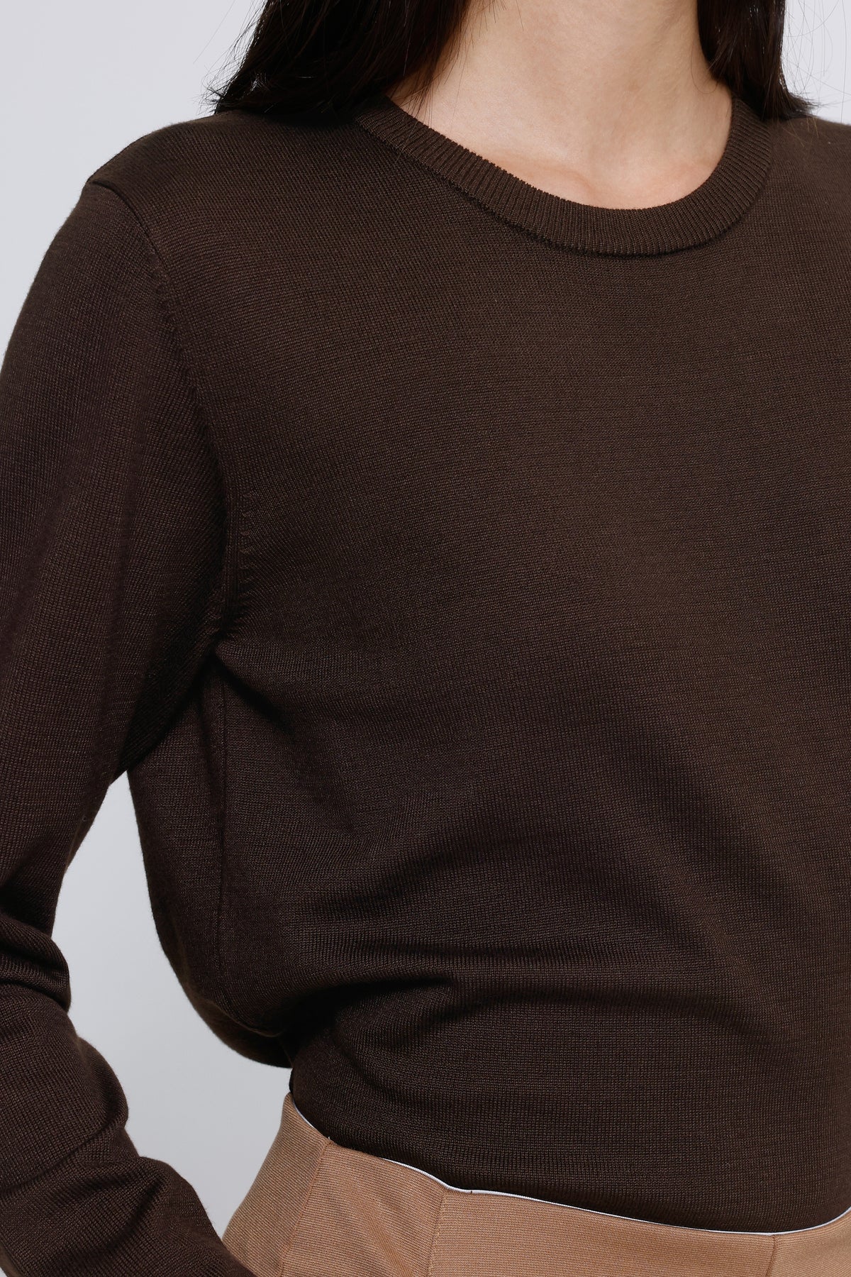 Ichi - IHLuls O-Neck Strik, mørkebrun