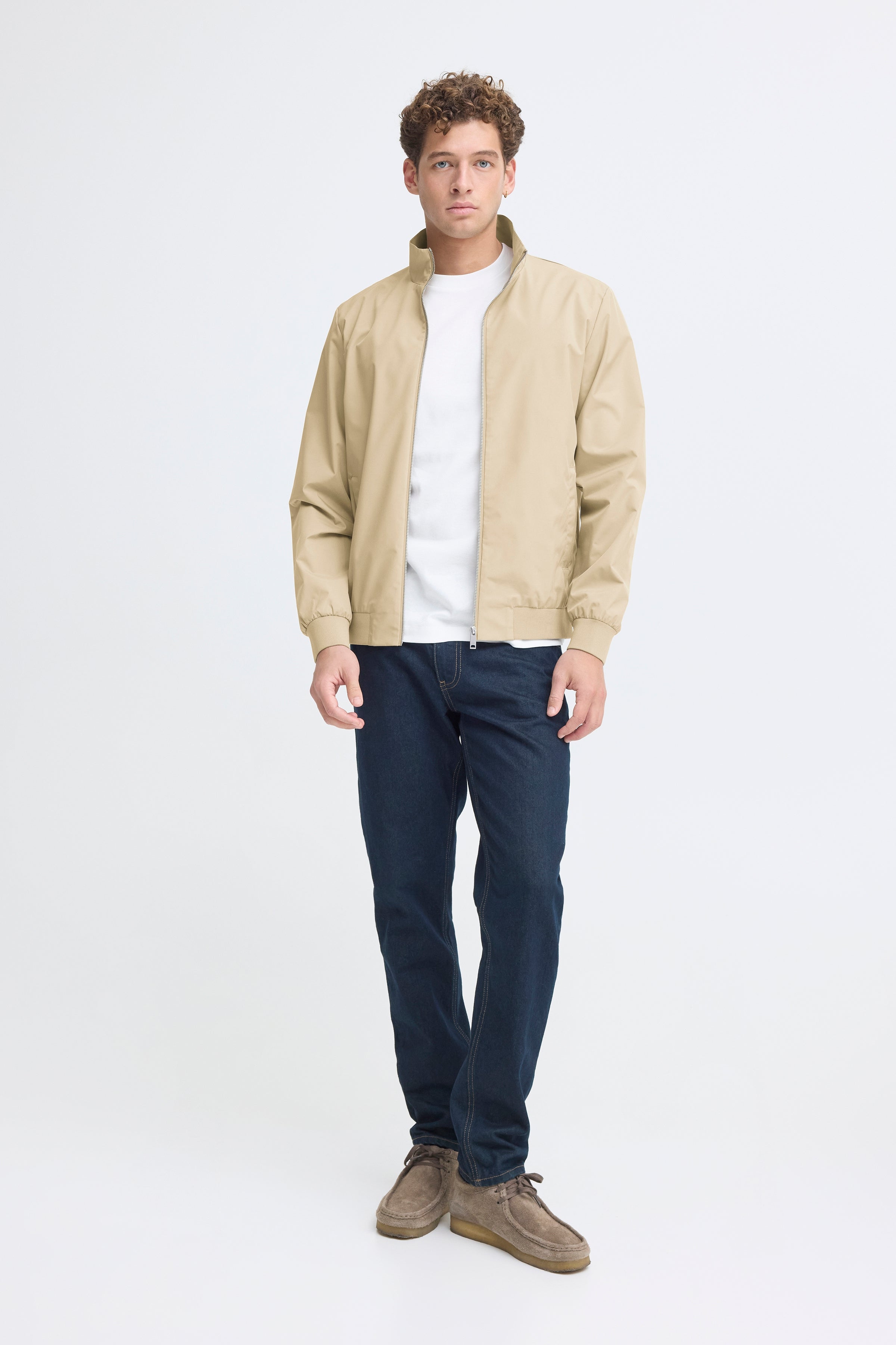 Casual Friday - CFJoshu Zipper Jacket i beige