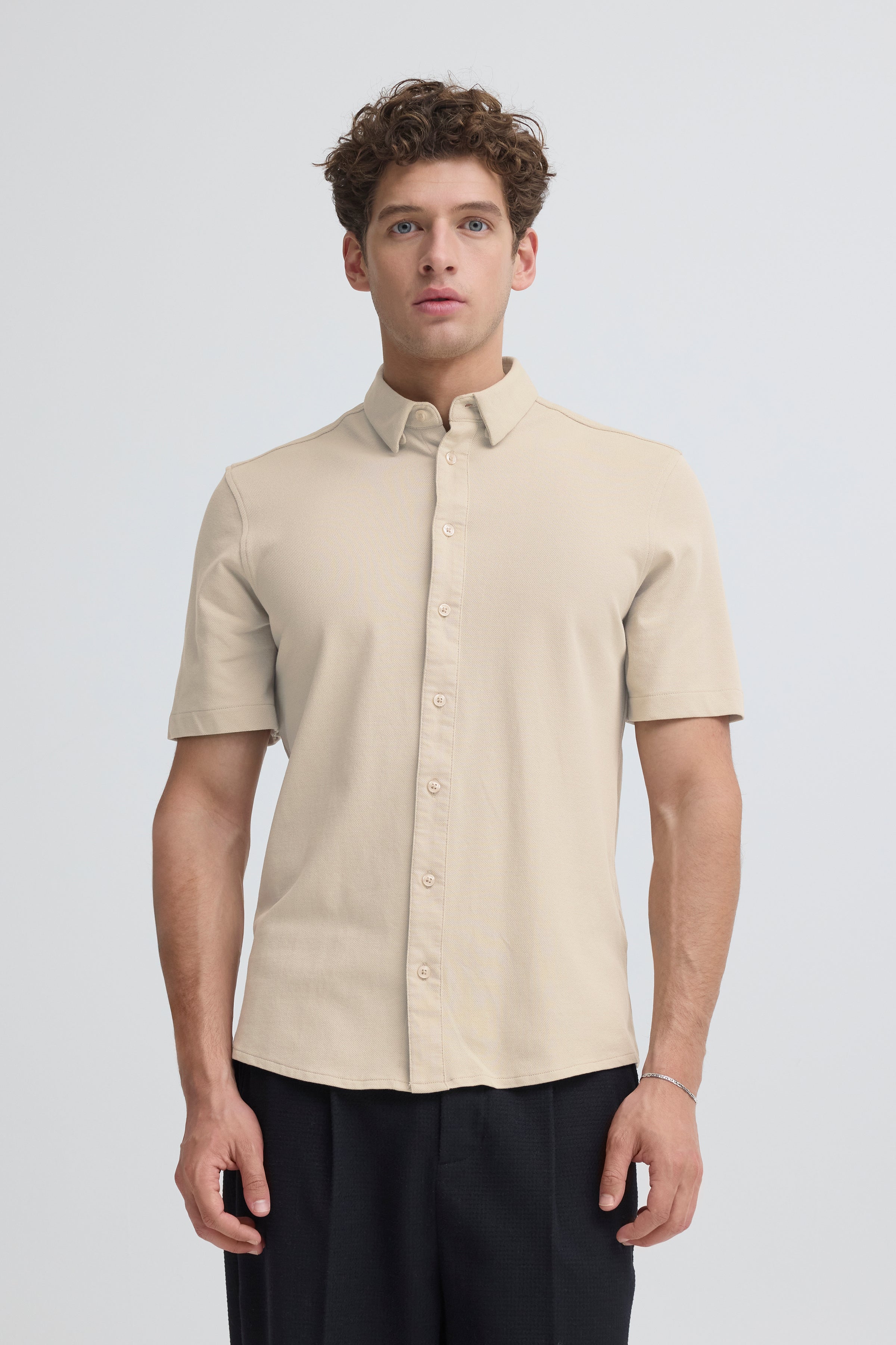 Casual Friday - CFFolke Pique Skjorte Sand