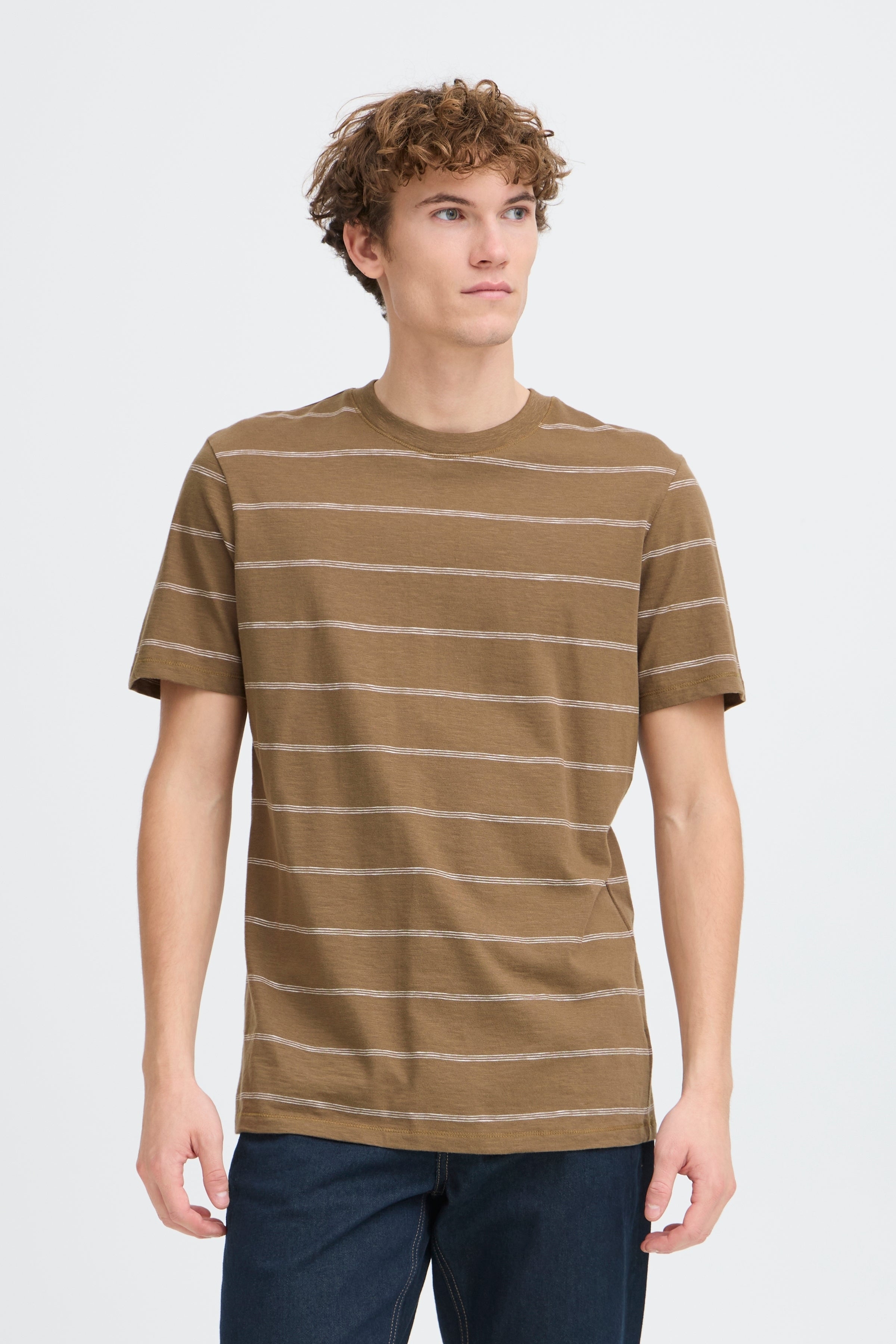 Casual Friday - CFlie Stripet T-shirt Brun