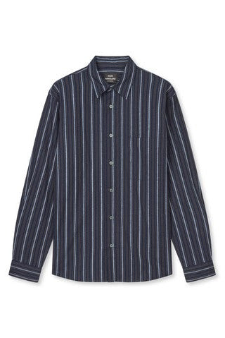 Mads Nørgaard - Flannel Stripe Sune Skjorte Navy