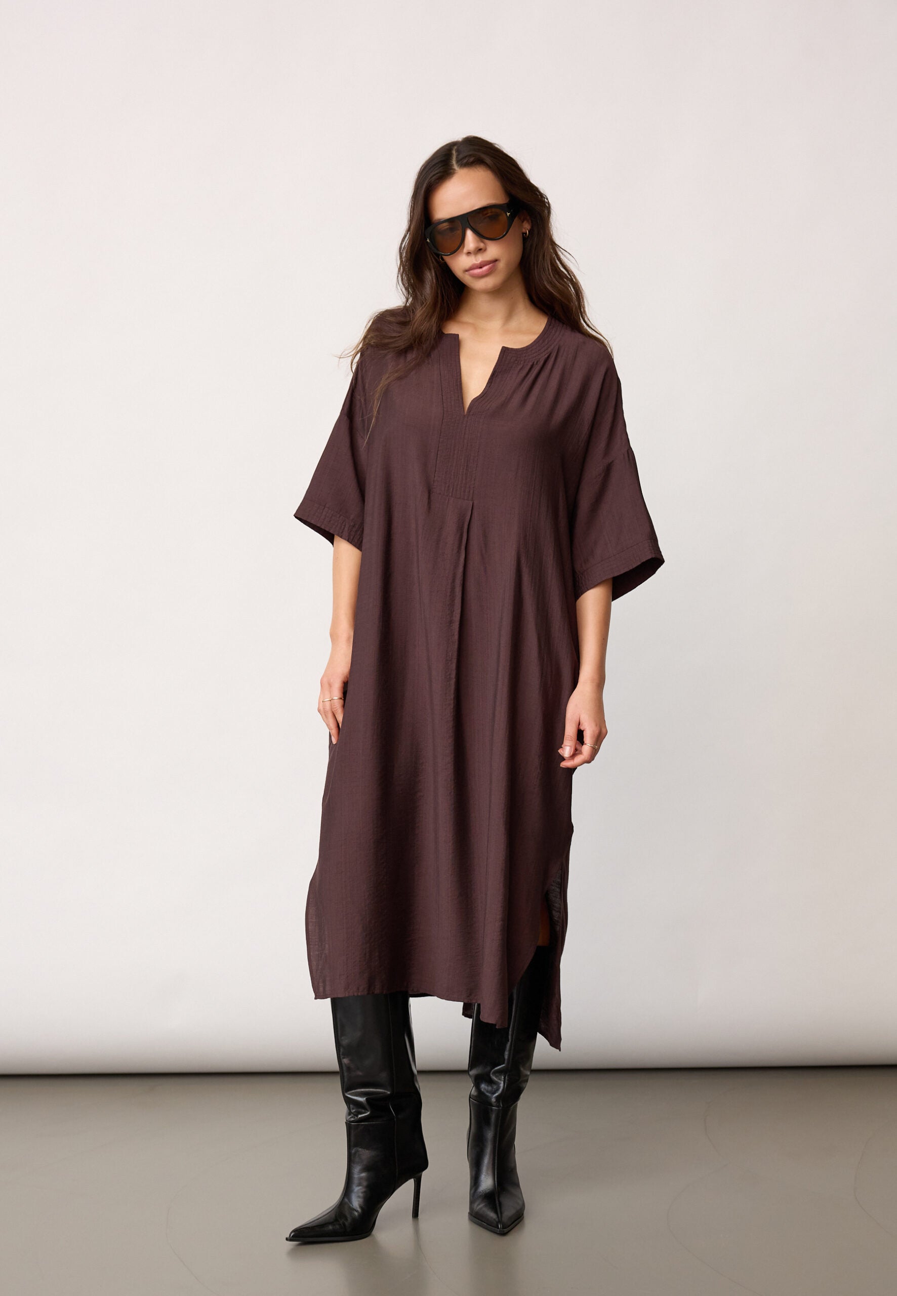 Co'Couture - HeraCC Tunic V-Dress, brun
