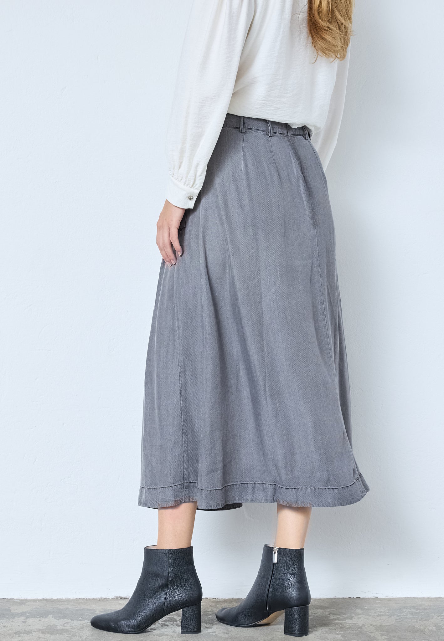 Co' Couture - AnyaCC Denim Pleat Skirt i grå denim