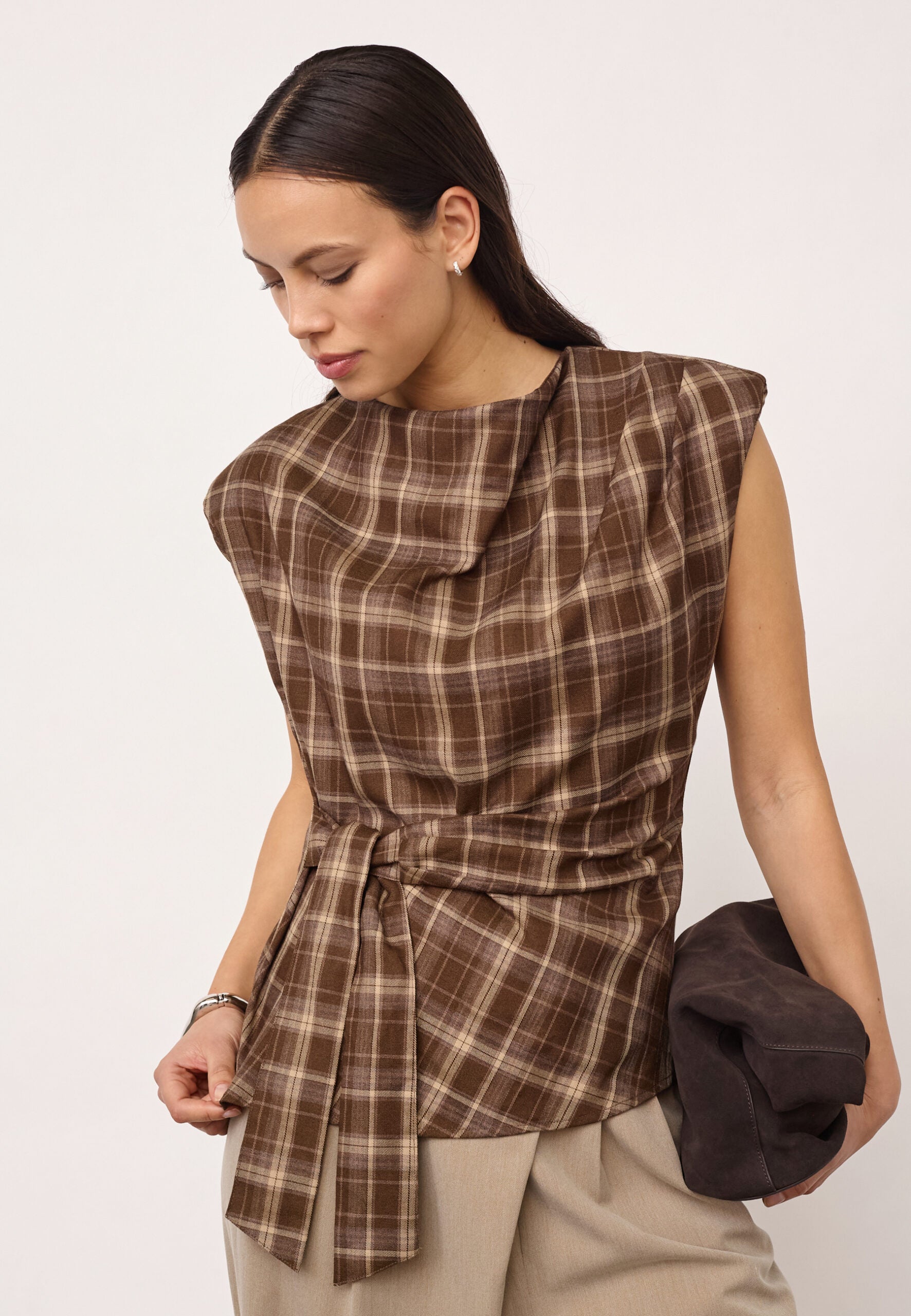 Co'Couture - DagnyCC Check Pleat Top