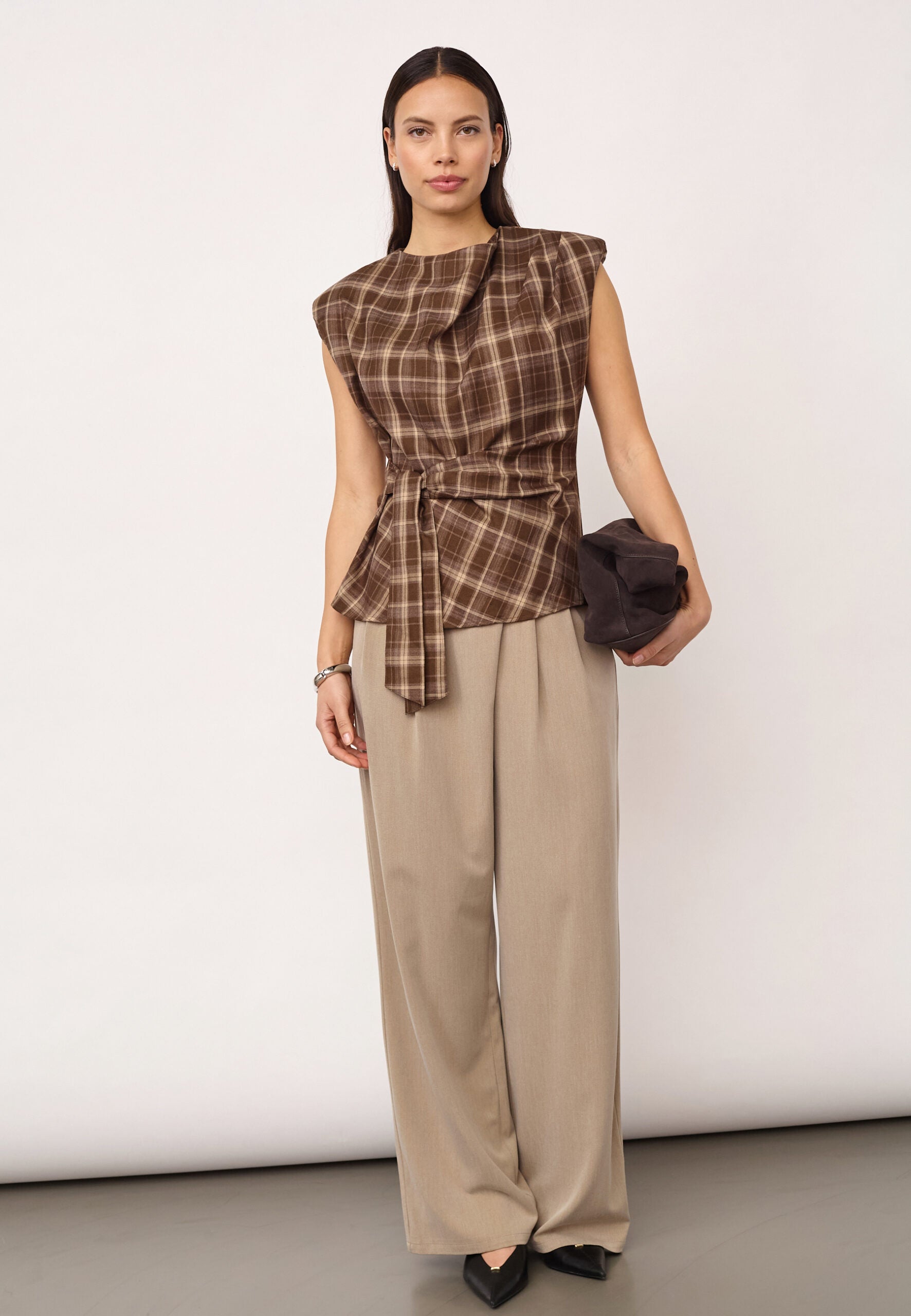 Co'Couture - DagnyCC Check Pleat Top