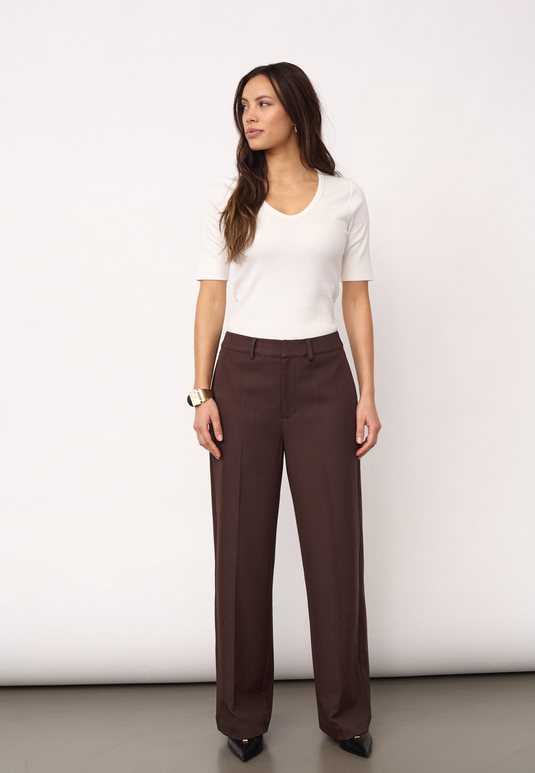 Co'Couture - LunaCC Wide Pant i mørkebrun