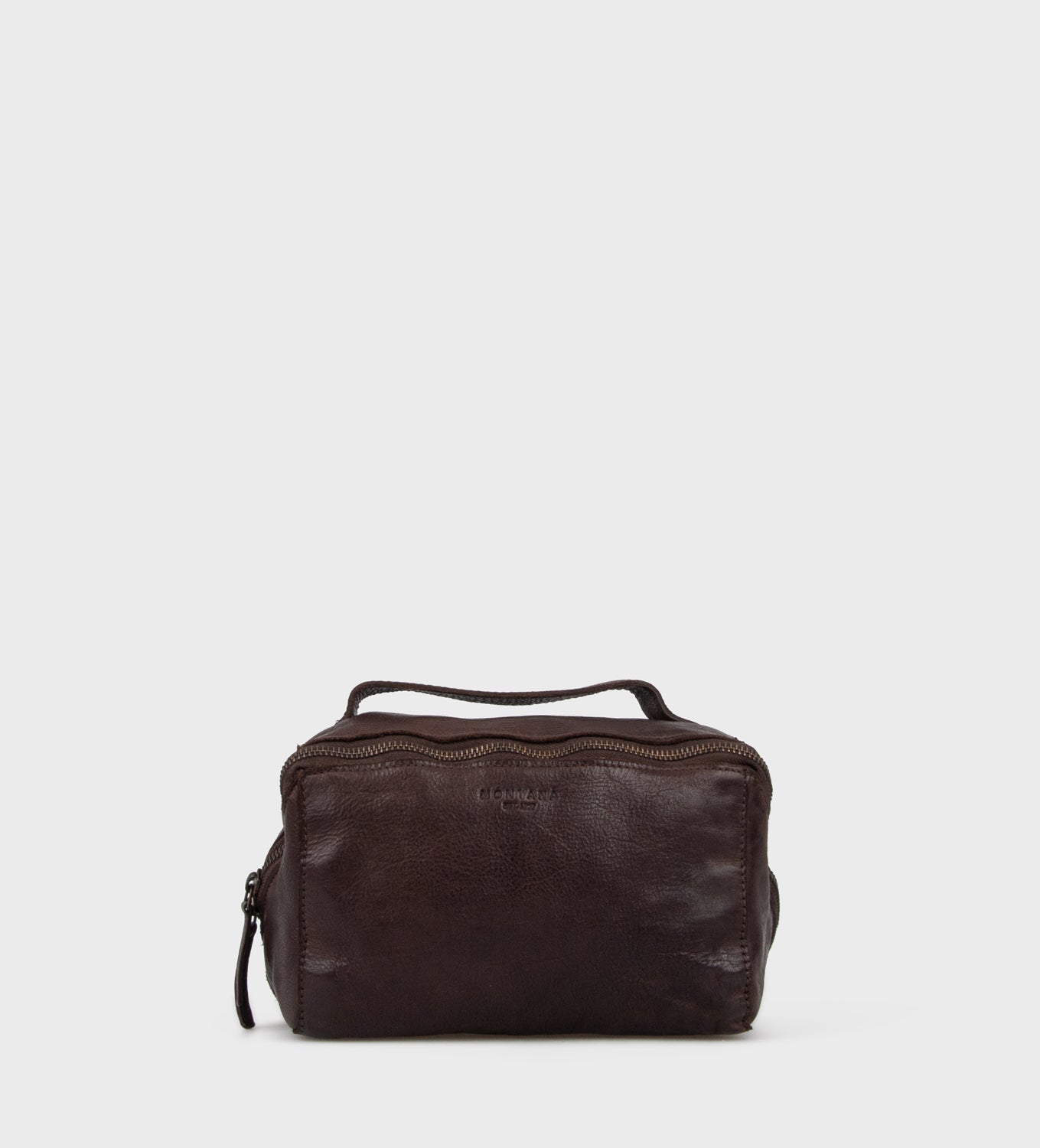 Austin toilettaske – klassisk læder toilettaske i mørkebrun fra Montana