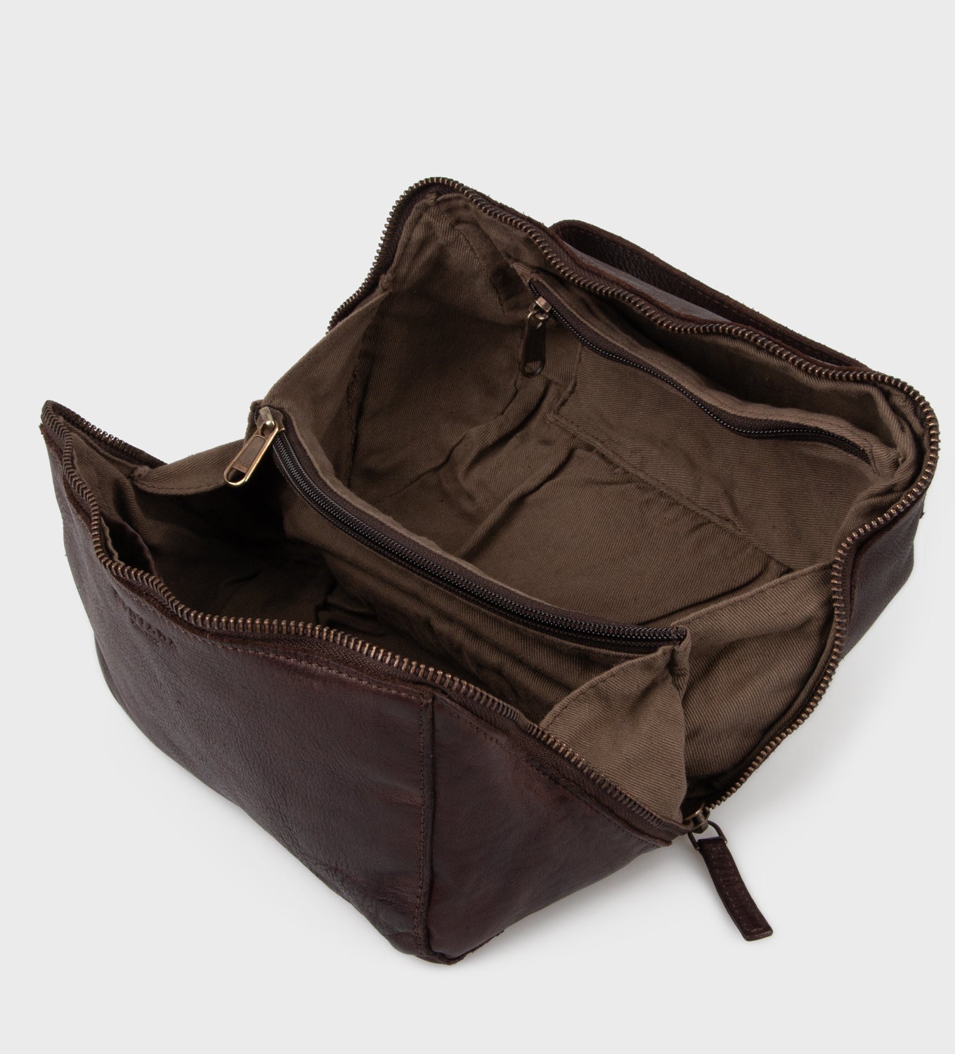 Austin toilettaske – klassisk læder toilettaske i mørkebrun fra Montana