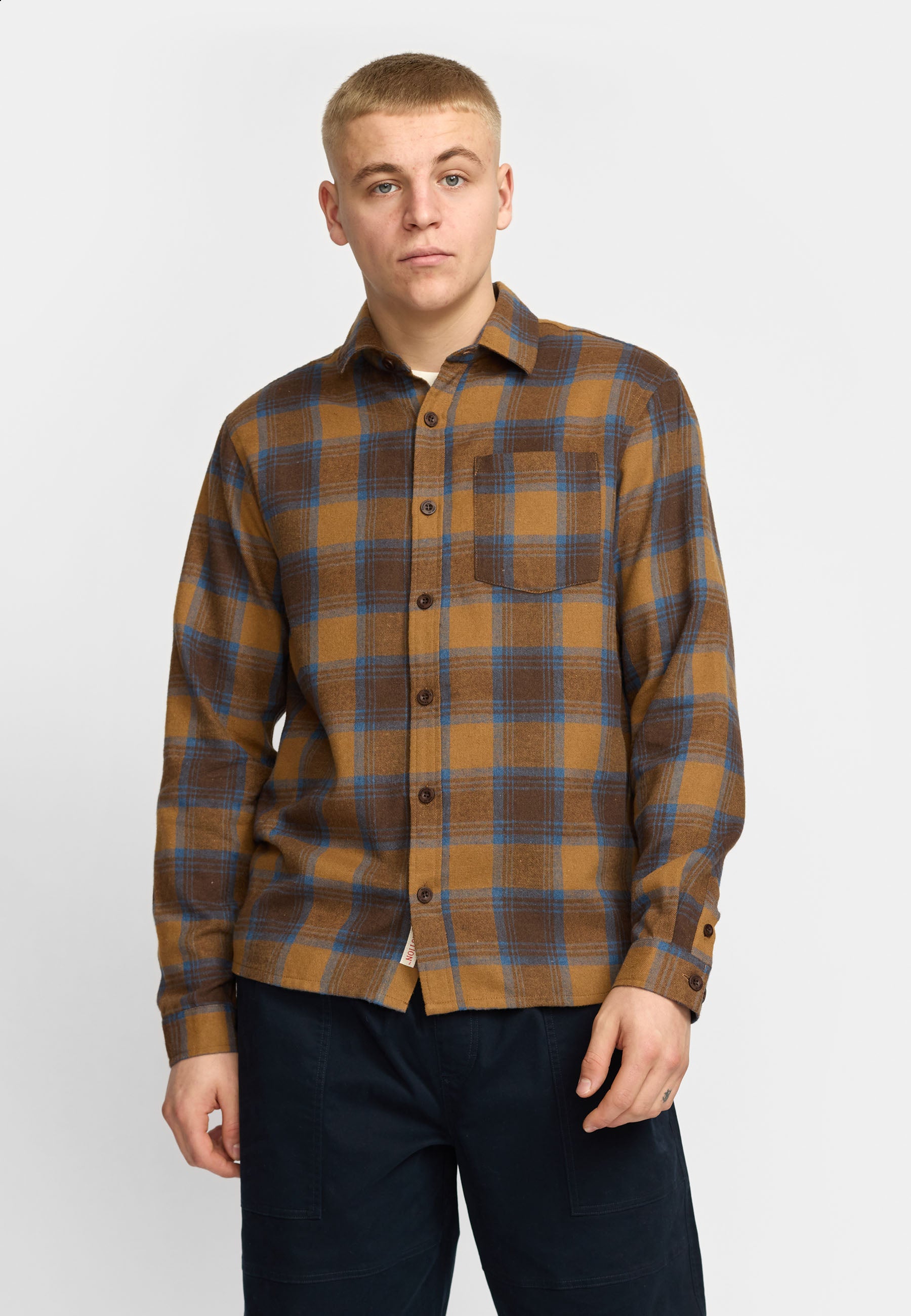 Revolution - Loose Shirt i Brown Check