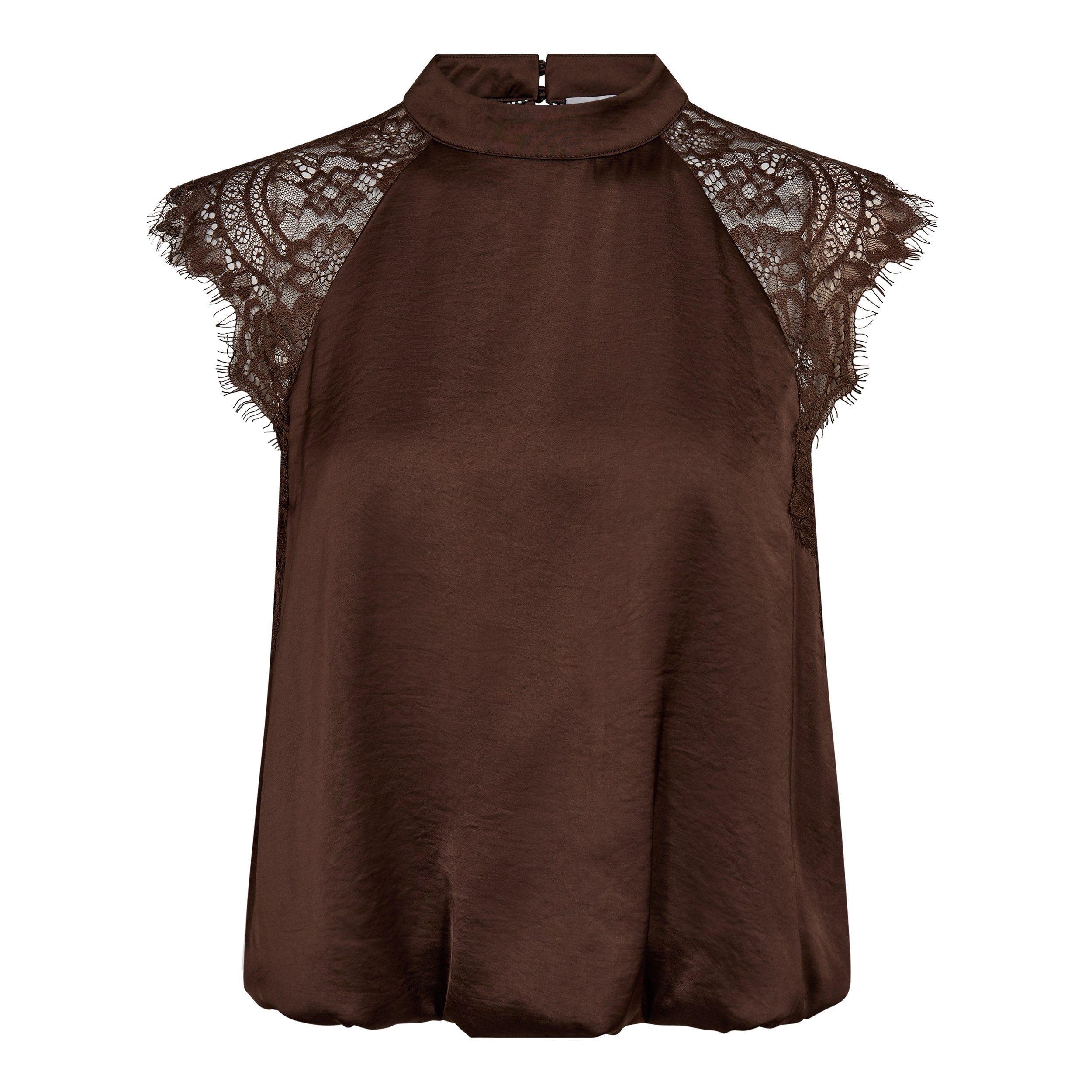 Co'Couture - IdunCC Lace Ballon top, brown