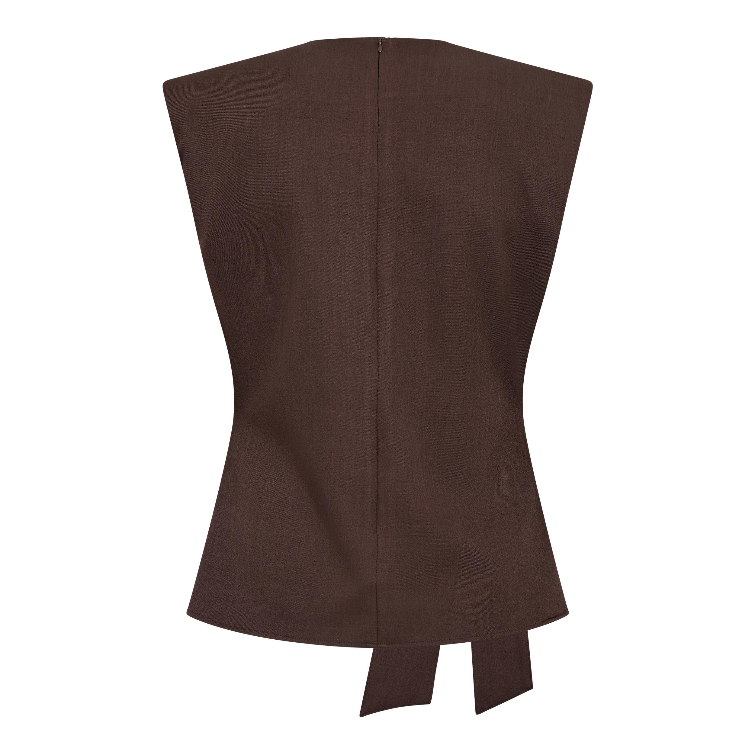 Co'Couture - LunaCC Pleat Top i brun