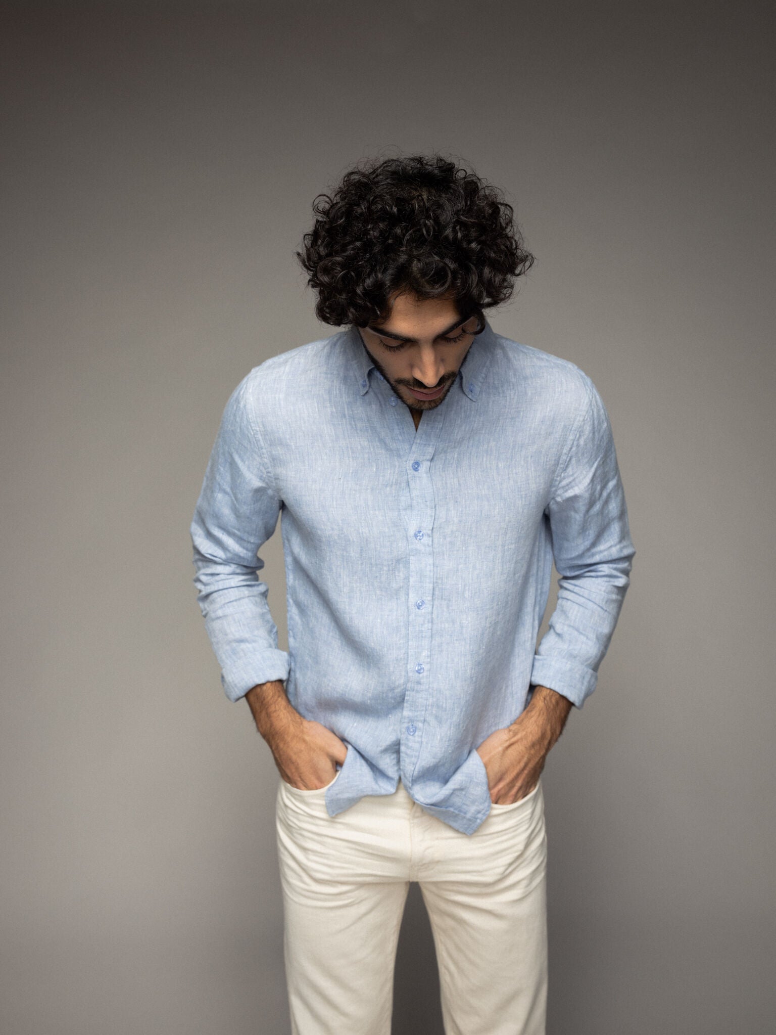 Mos Mosh Gallery MMGTheo Linen Shirt – Lyseblå