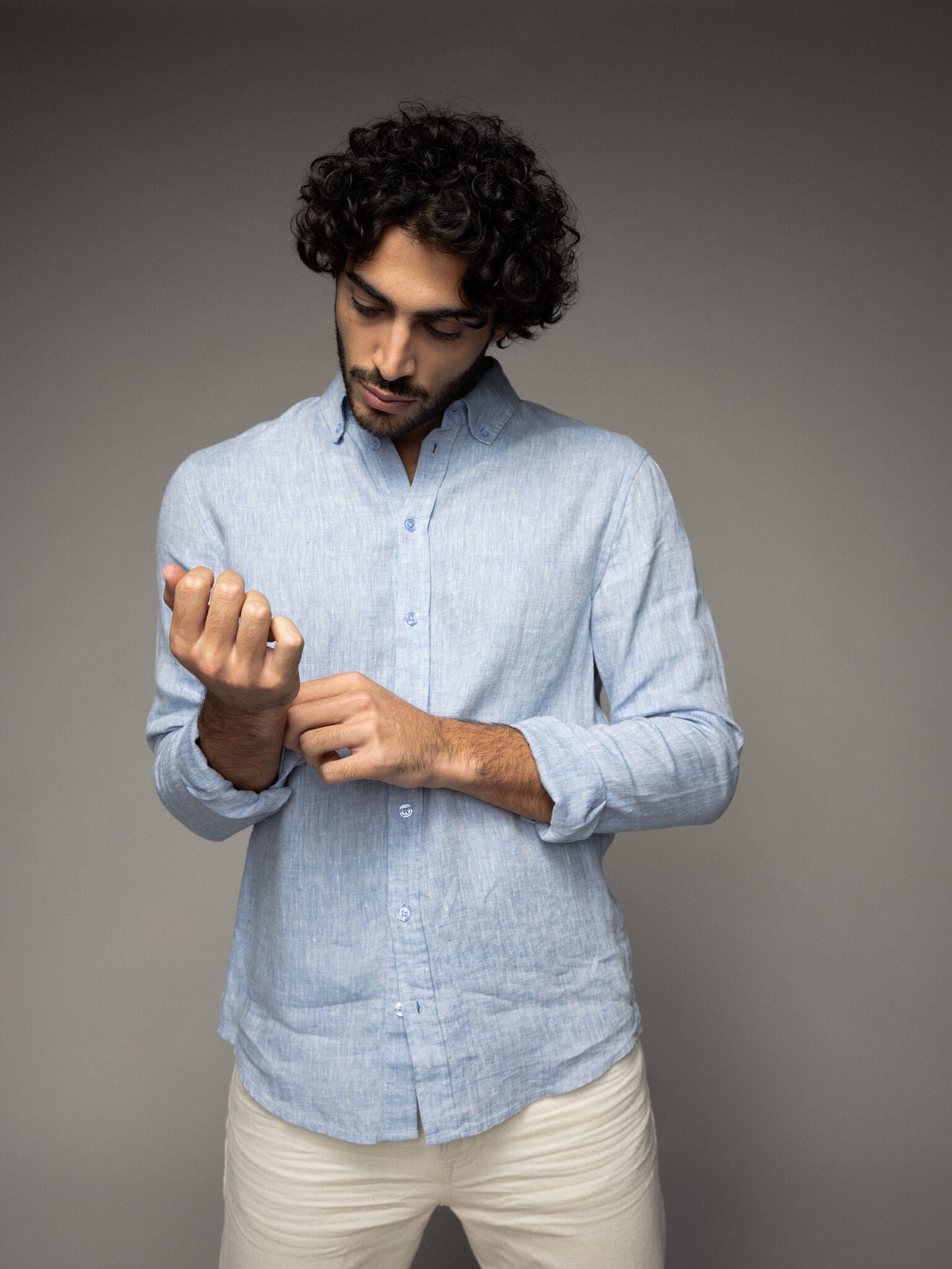 Mos Mosh Gallery MMGTheo Linen Shirt – Lyseblå