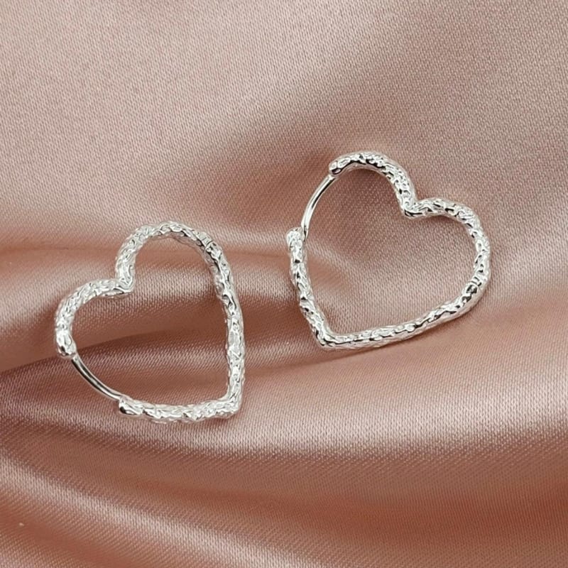 Aqua Dulce - Love Me Heart Hoop Big, sølv