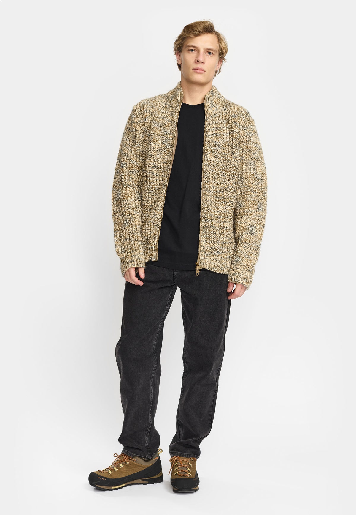 Revolution - Zipped Knit Cardigan Offwhite