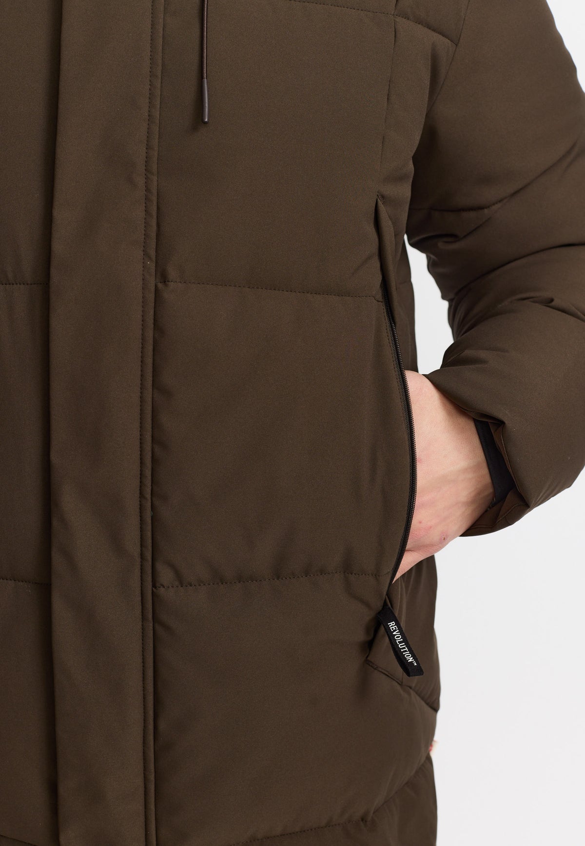 Revolution - Hooded Puffer Jacket - Darkbrown
