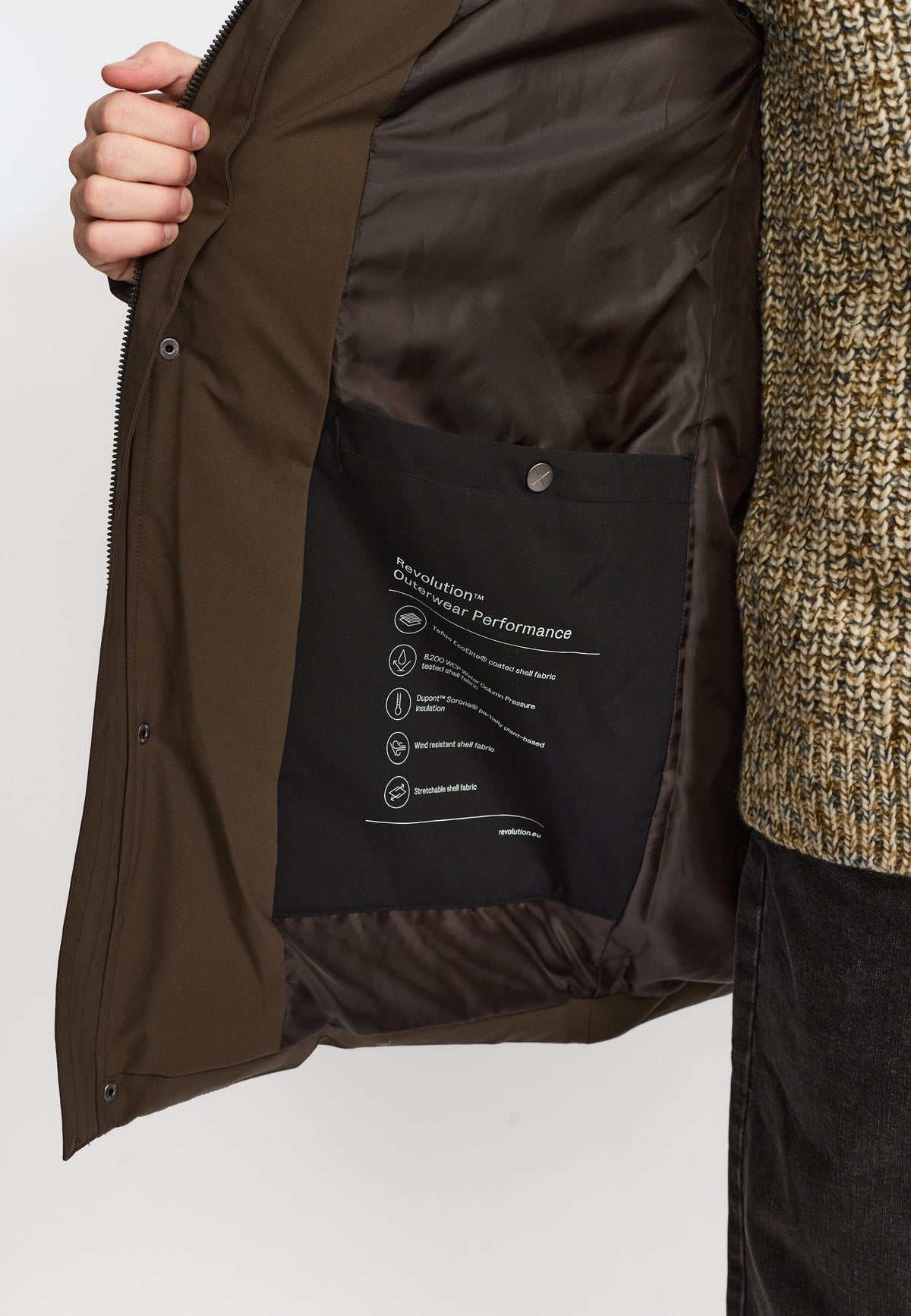 Revolution - Hooded Puffer Jacket - Darkbrown